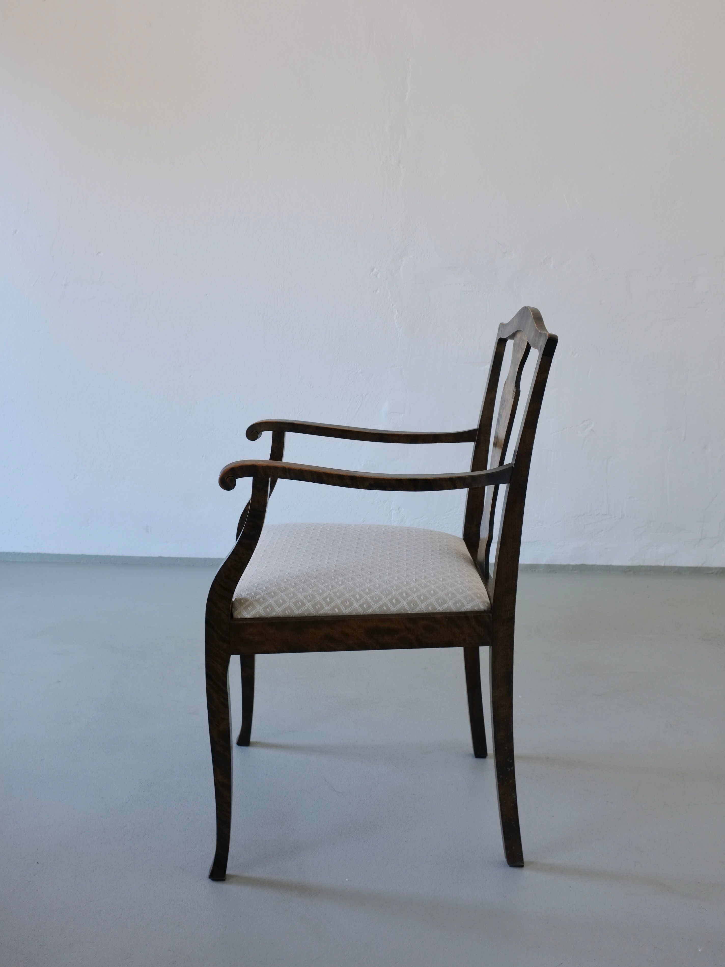 Swedish Grace Satin Birch Dining Chairs, Set of 6, 1920s