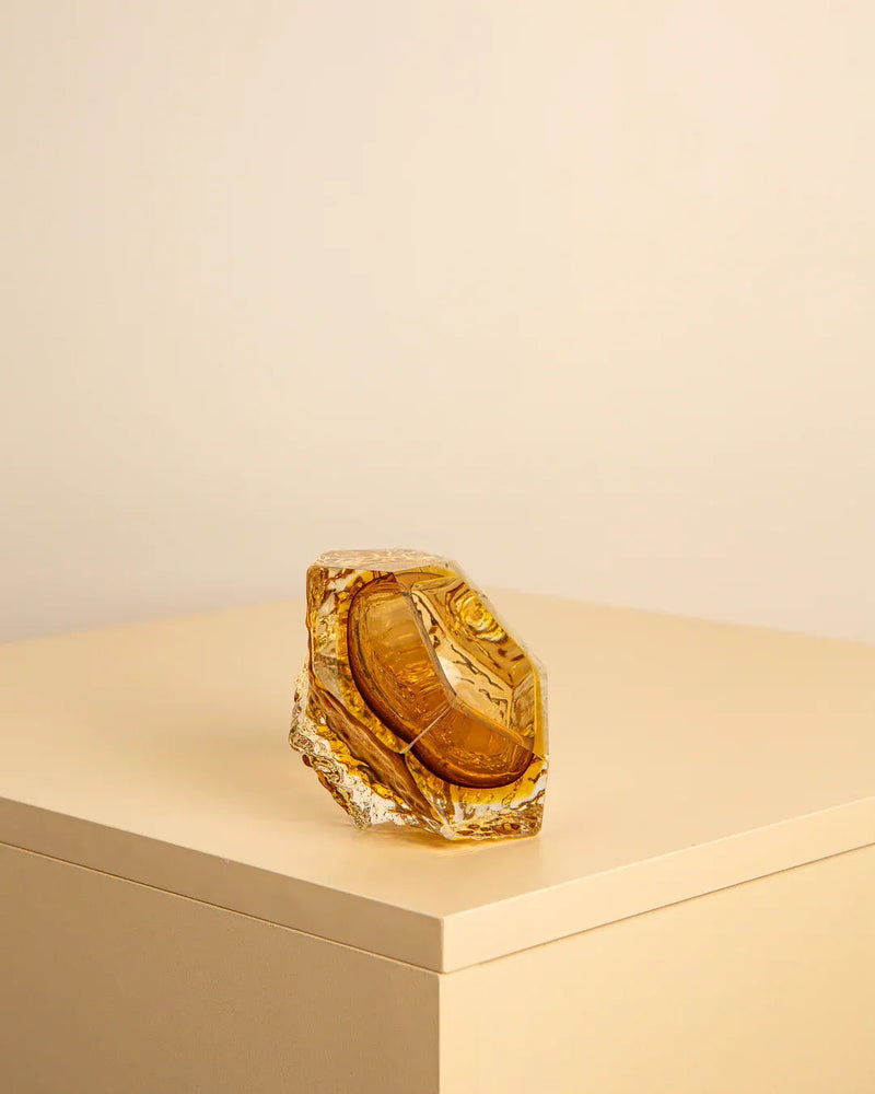 Murano Glass Diamant Amber Tray by Flavio Poli for Seguso 60's
