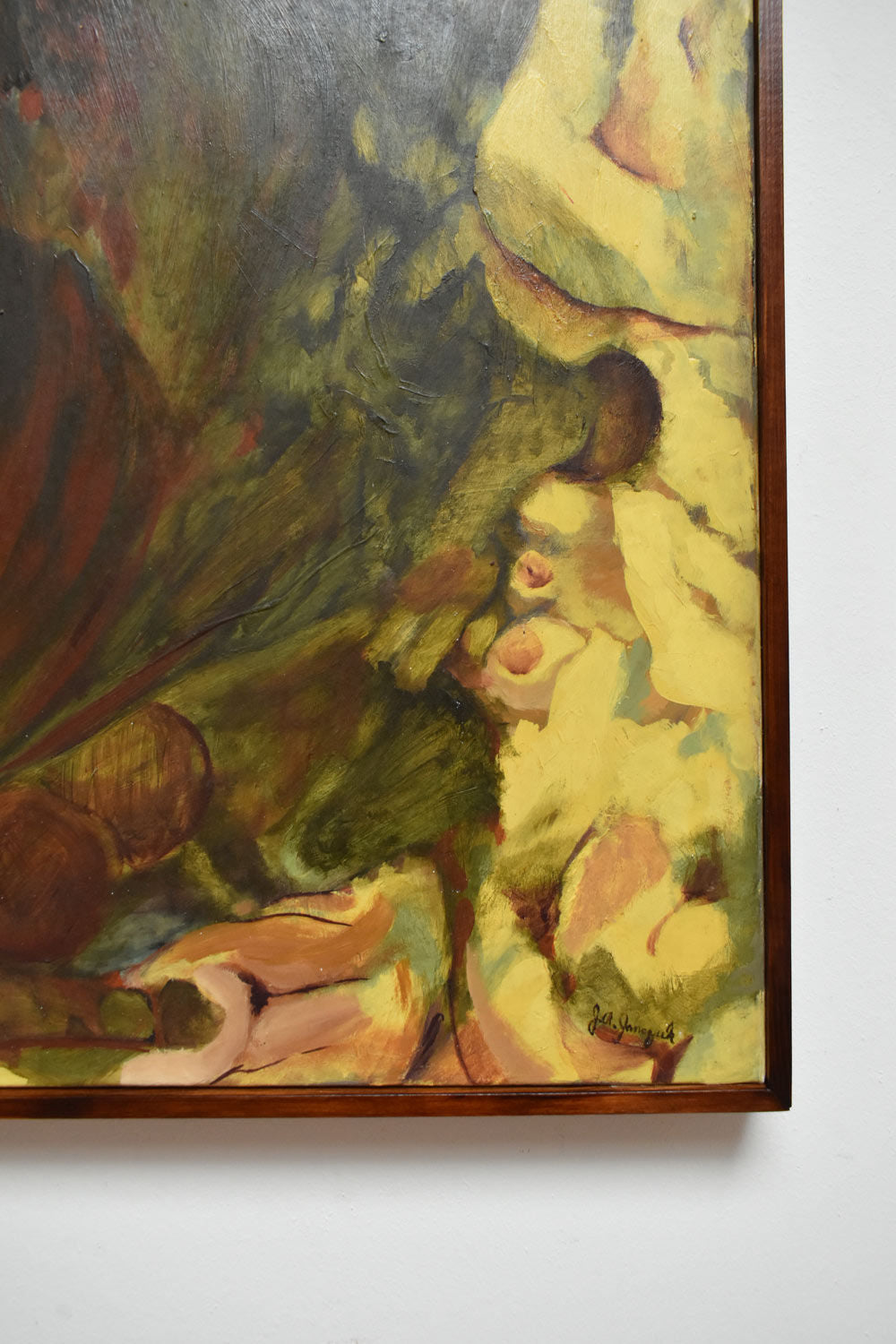 Oil on Canvas Composition Painting, Ja Janczuk, 1970s