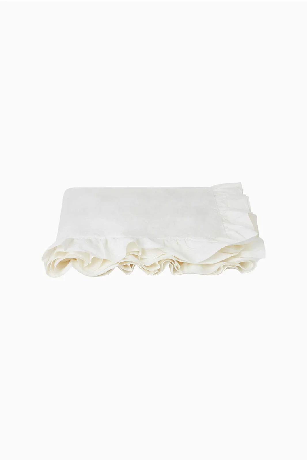 The Ruffled Casita Linen Flat Sheet in white