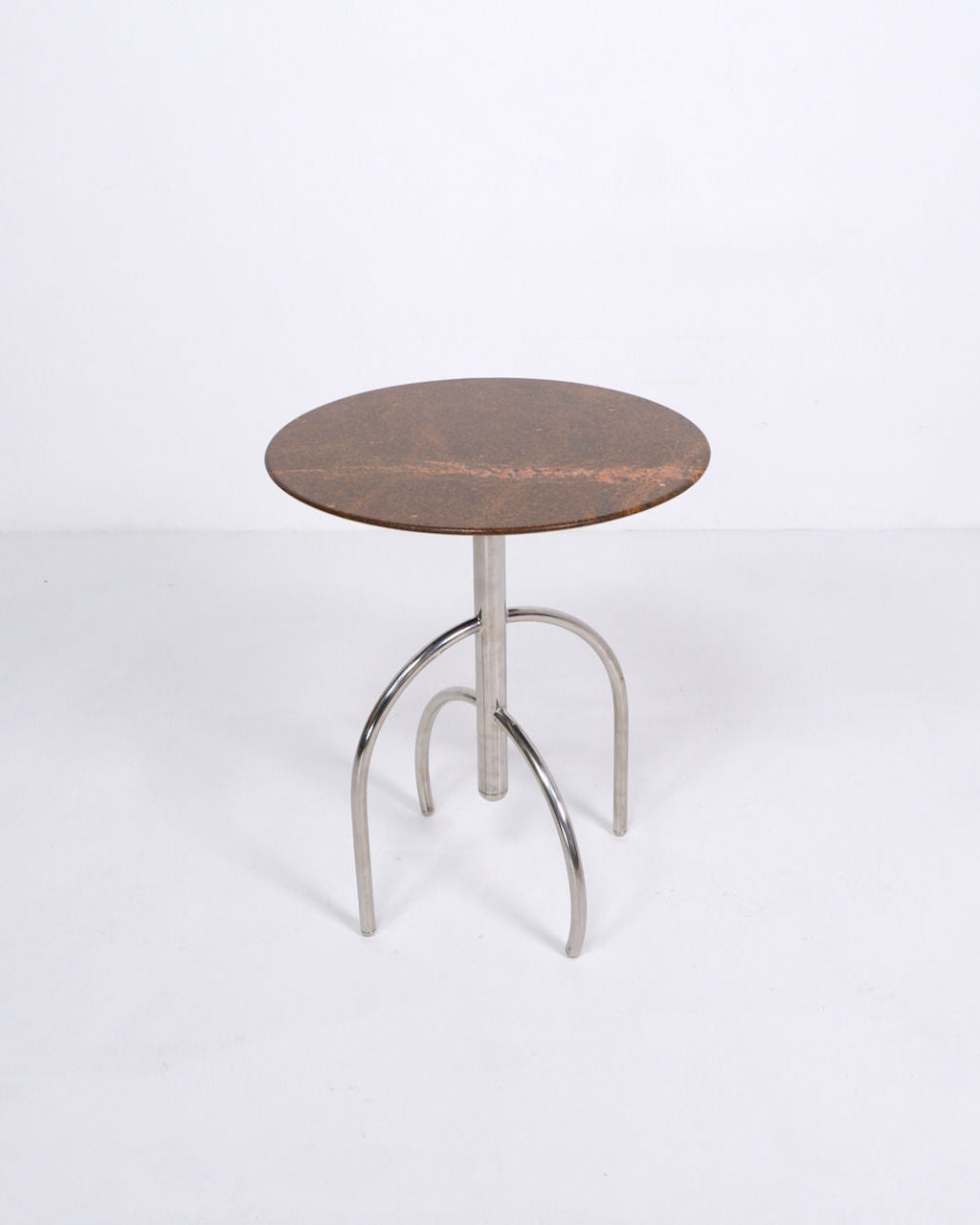 Postmodern Granite and Steel Side Table