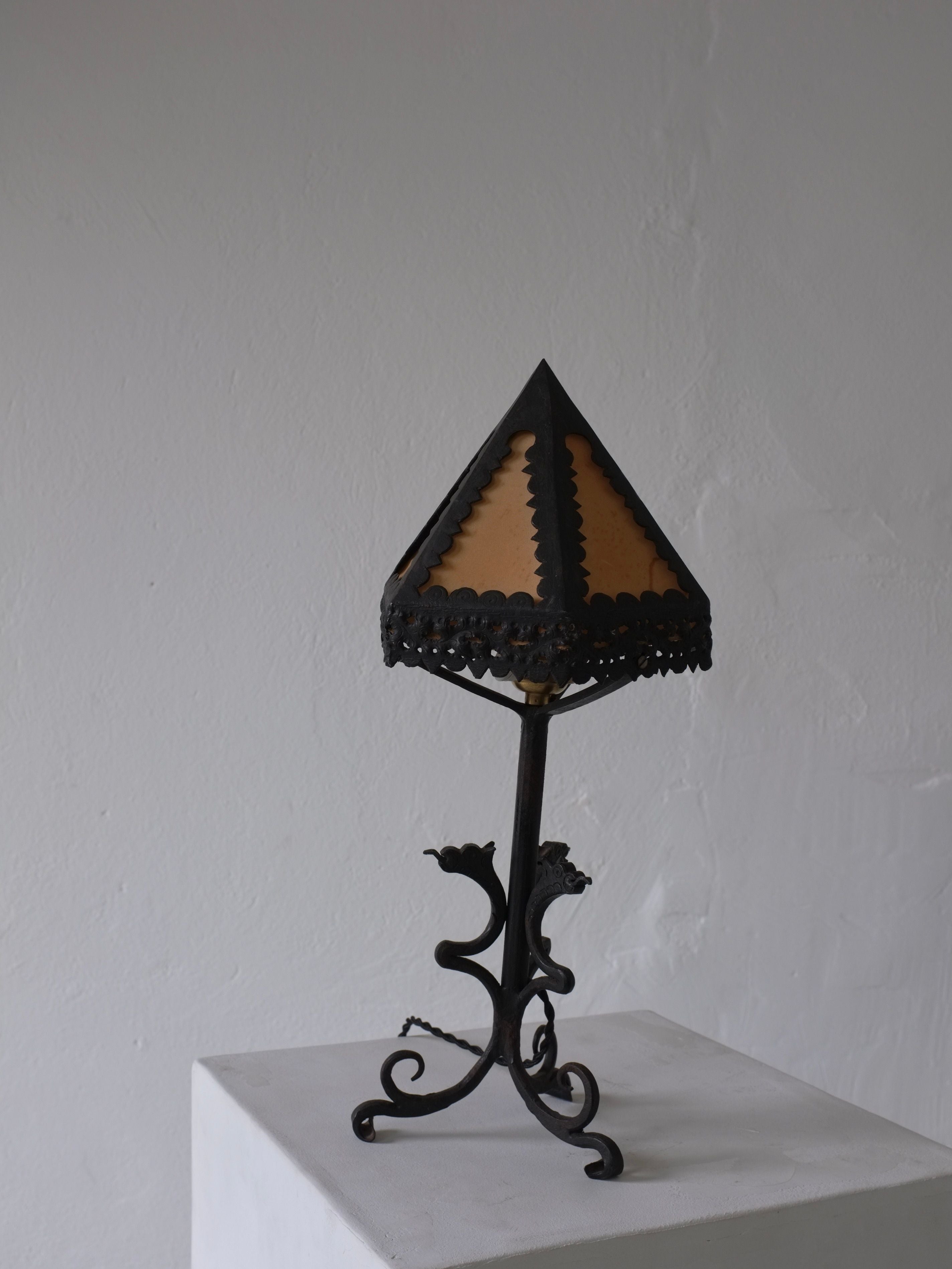 Wrought Iron Dragon Table Lamp, Italy 1910s