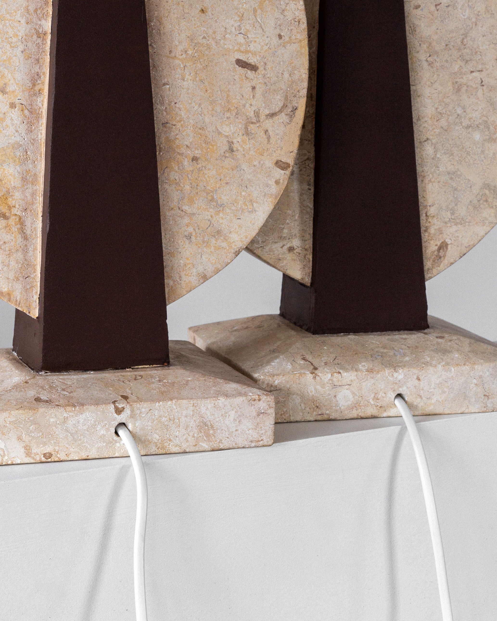 Pair of Large Travertine Table Lamps, 1970s