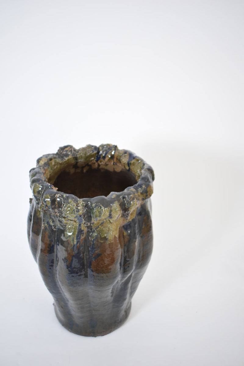 Helder organic ceramic vase rim detail showing textured glazed edge