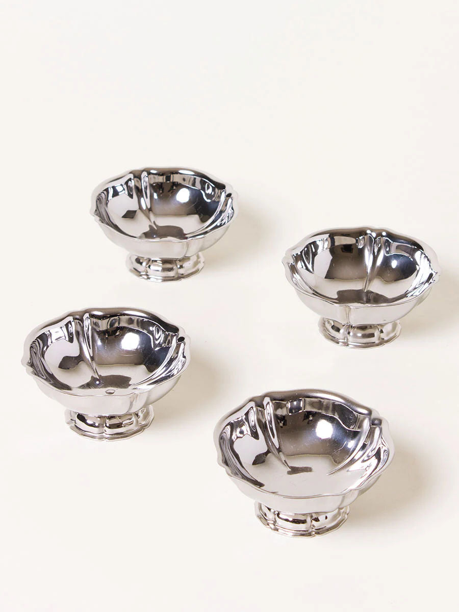 Set of 4 Small Silver Coupes