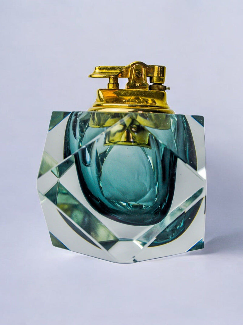 Vintage Murano glass Sommerso lighter with gold mechanism, 1970s
