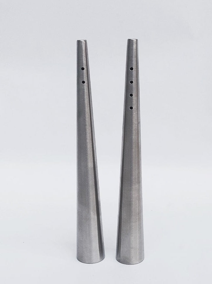 Conic Pepper and Salt Set in sleek stainless steel design