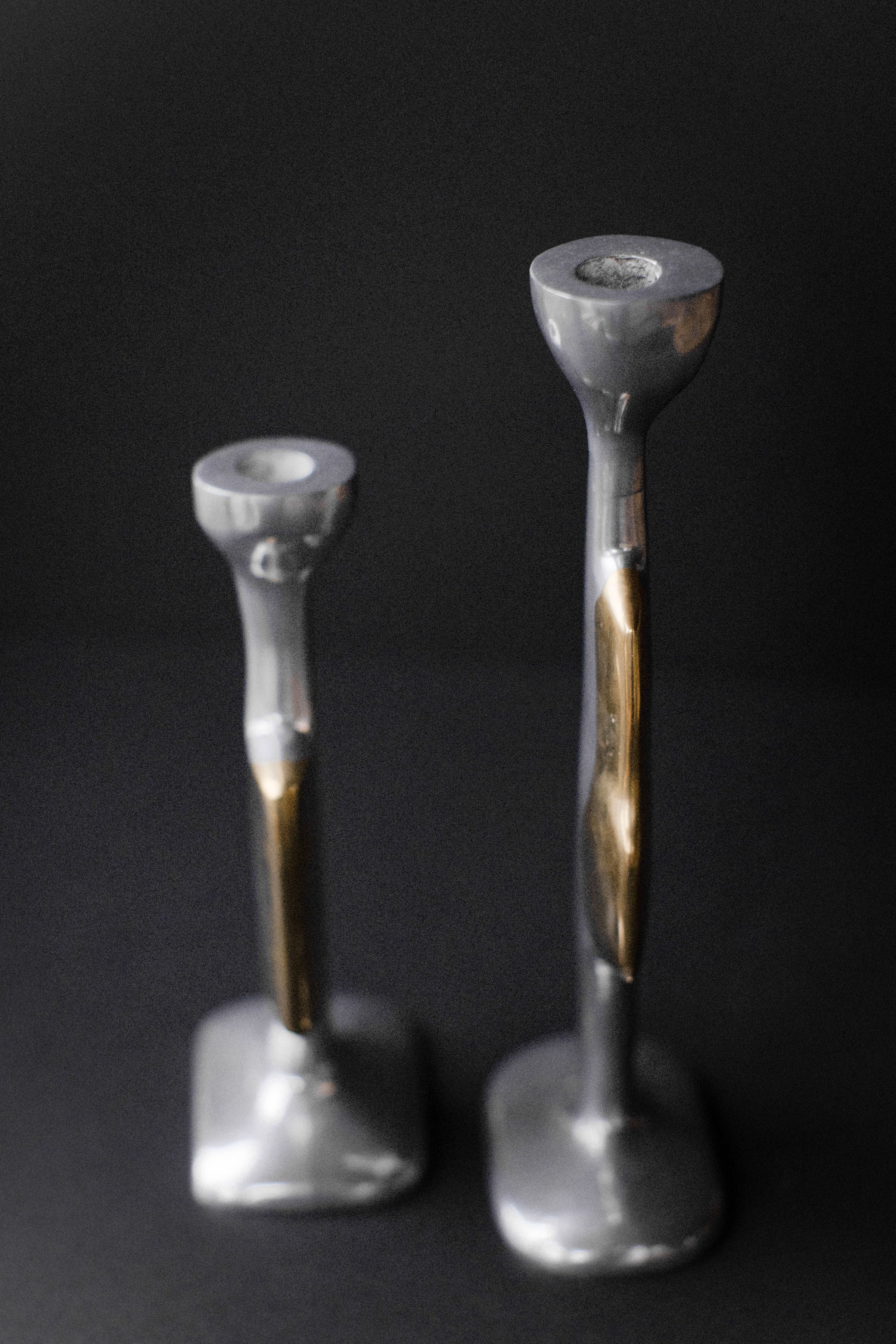 Two Brutalist Candleholders