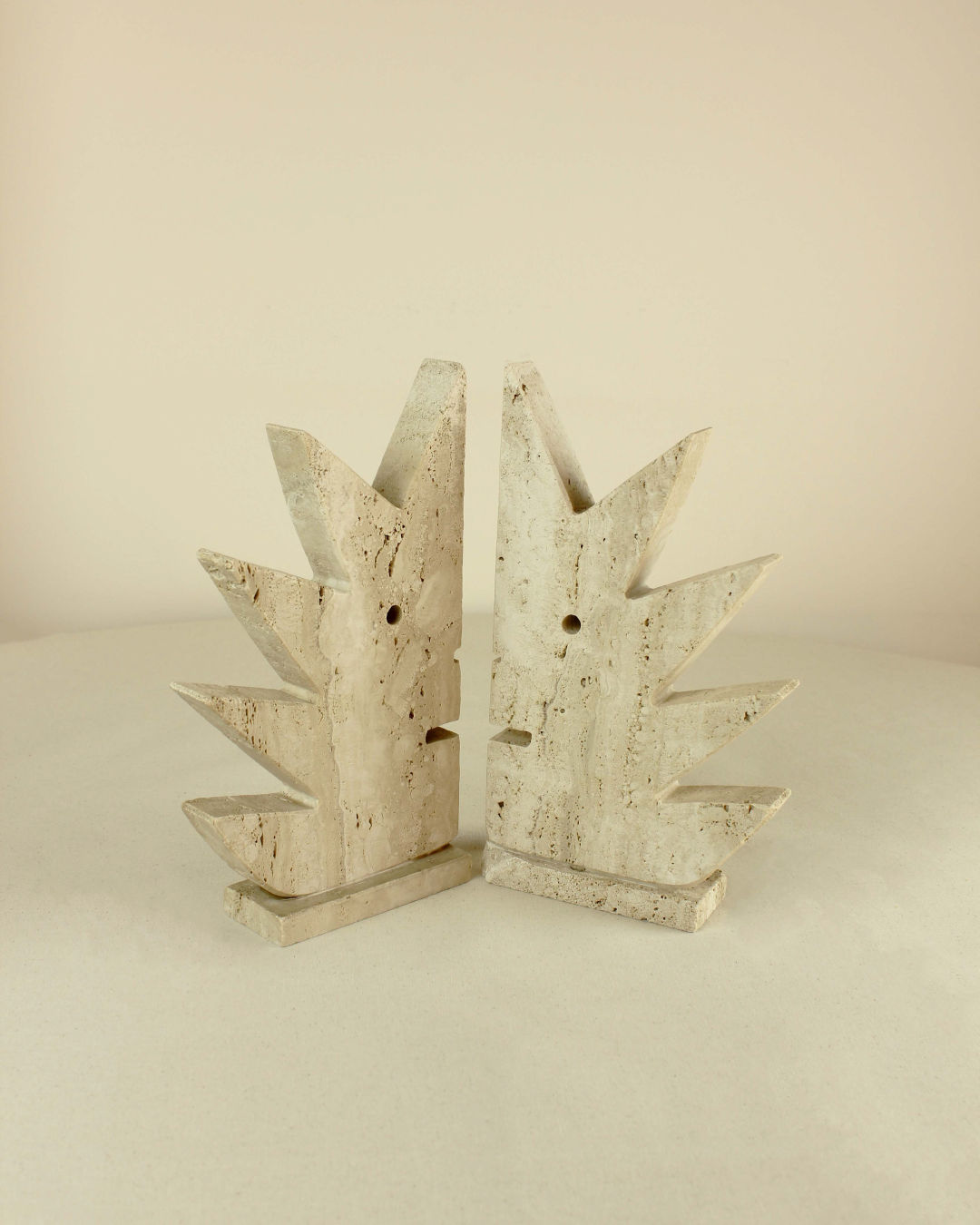 Pair of Travertine Bookends by Fratelli Mannelli