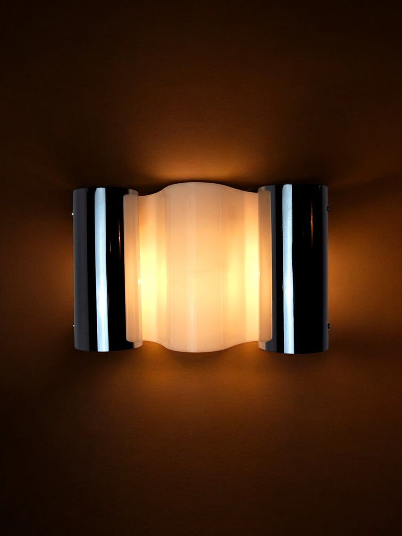 Metalarte Wave sconce with frosted glass shade and chrome accents