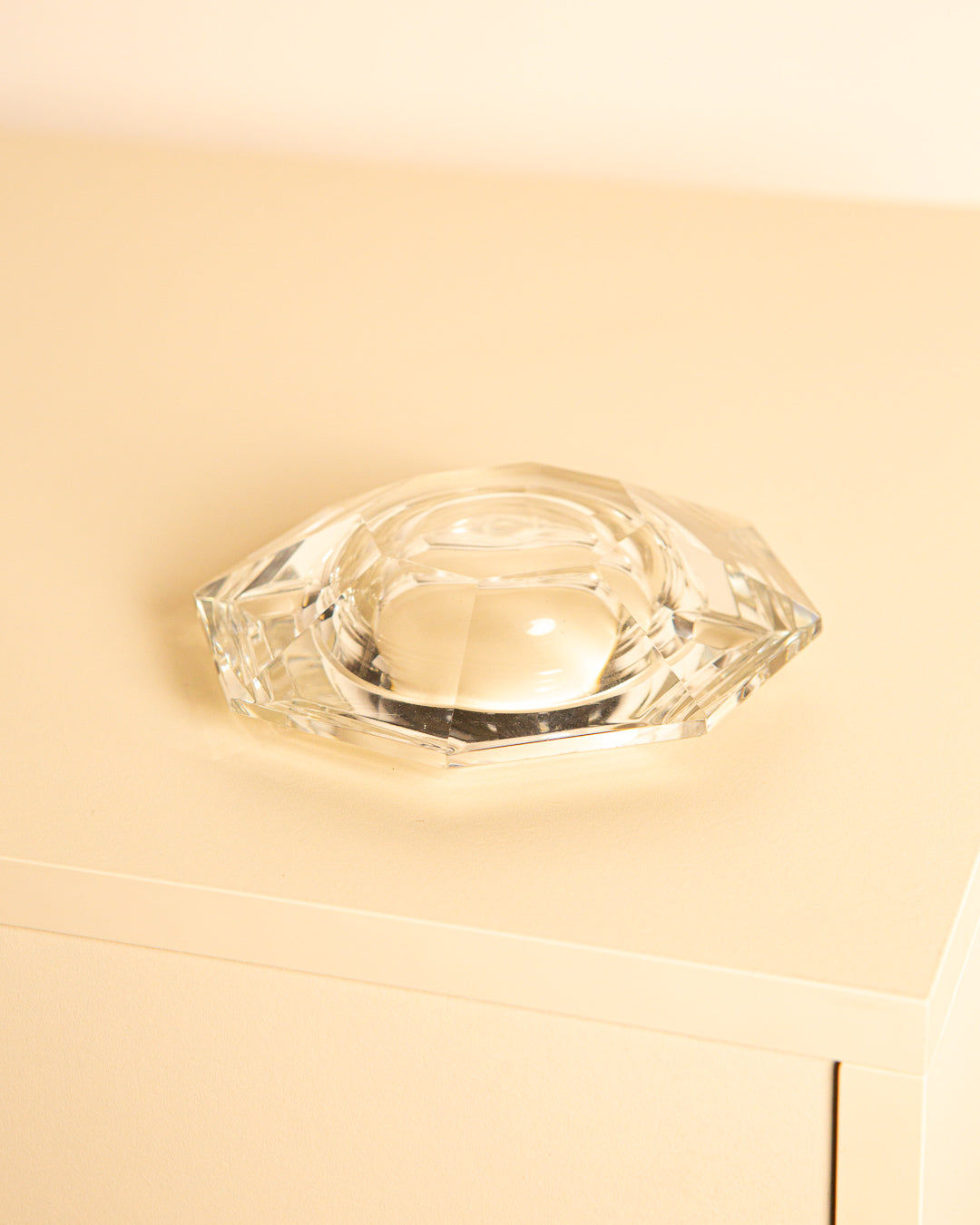 Cendrier octogonal italien en cristal des années 60