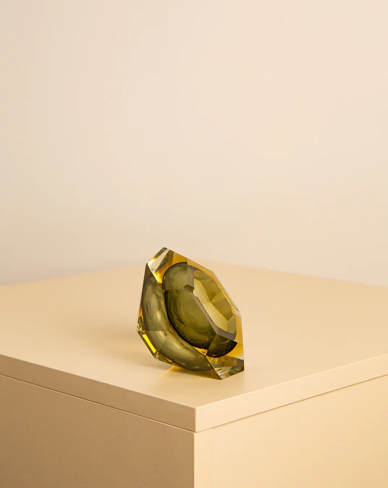 Vintage mid-century green Diamant ashtray made of murano glass
