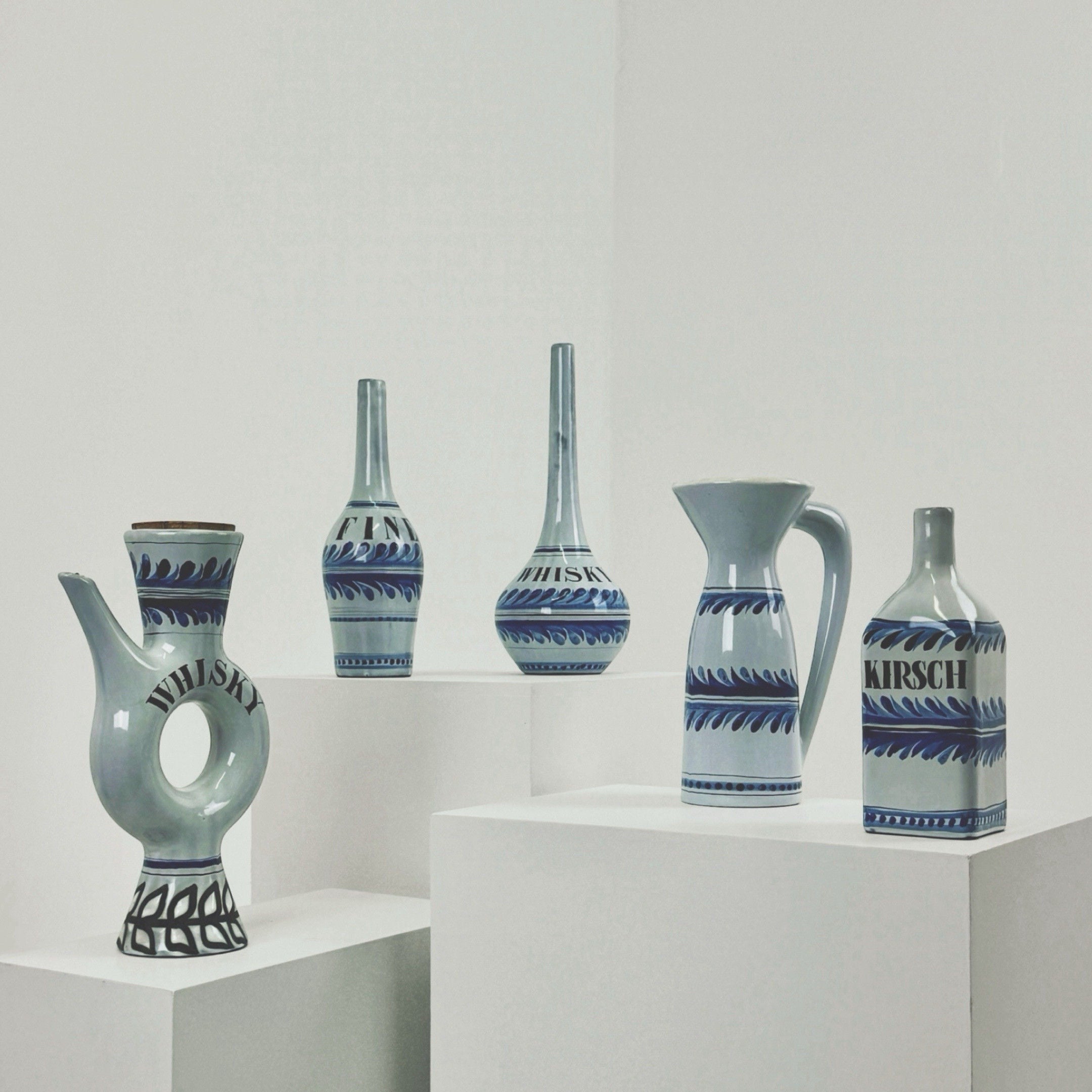 Set of 5 Ceramic Bottles by Roger Capron
