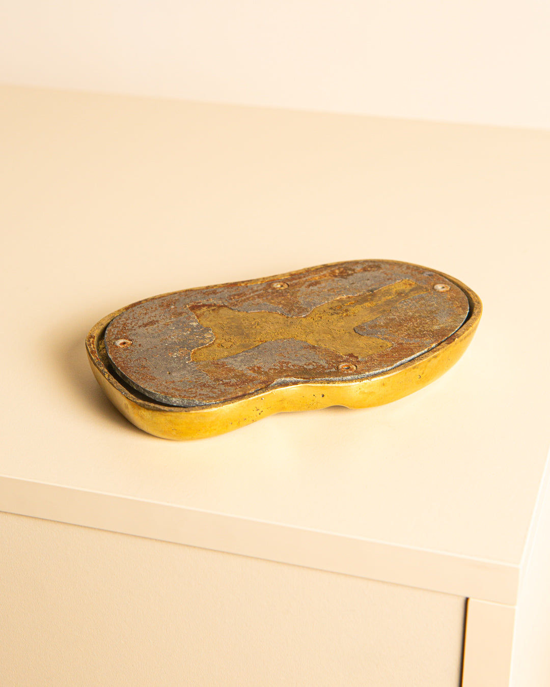 Brutalist Ashtray in Brass and Silver by David Marshall 80's
