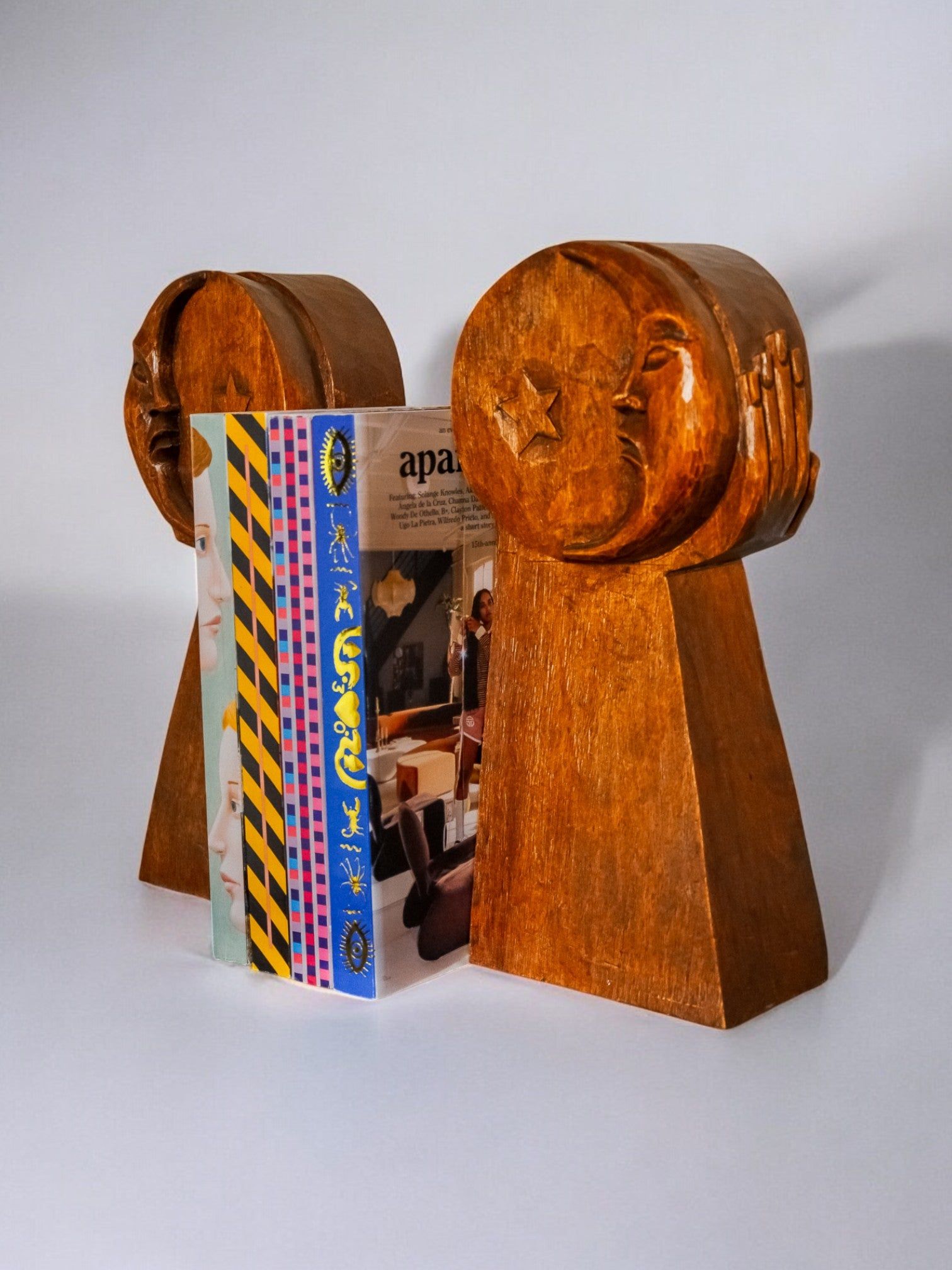 Carved Wood Bookends, France, 1960s