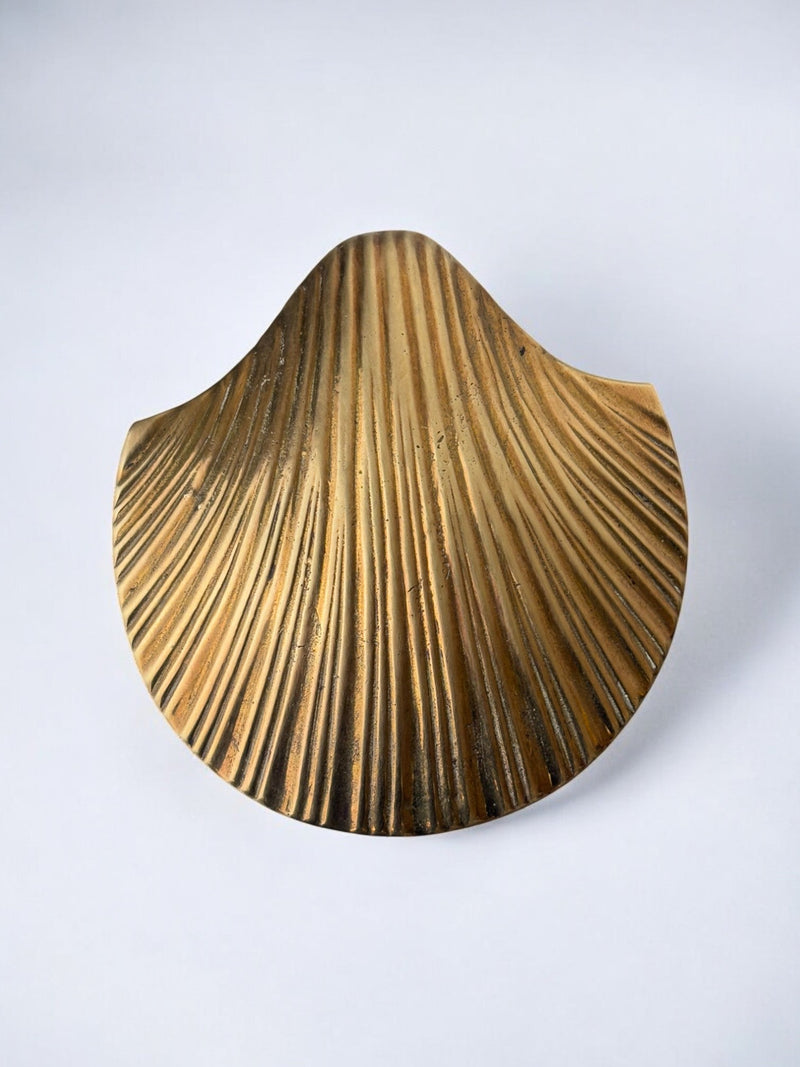 Vintage brass shell-shaped jewelry box from 1970s Italy