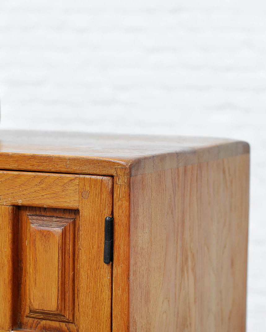 Spanish Brutalist Sideboard in Solid Oak, circa 1940