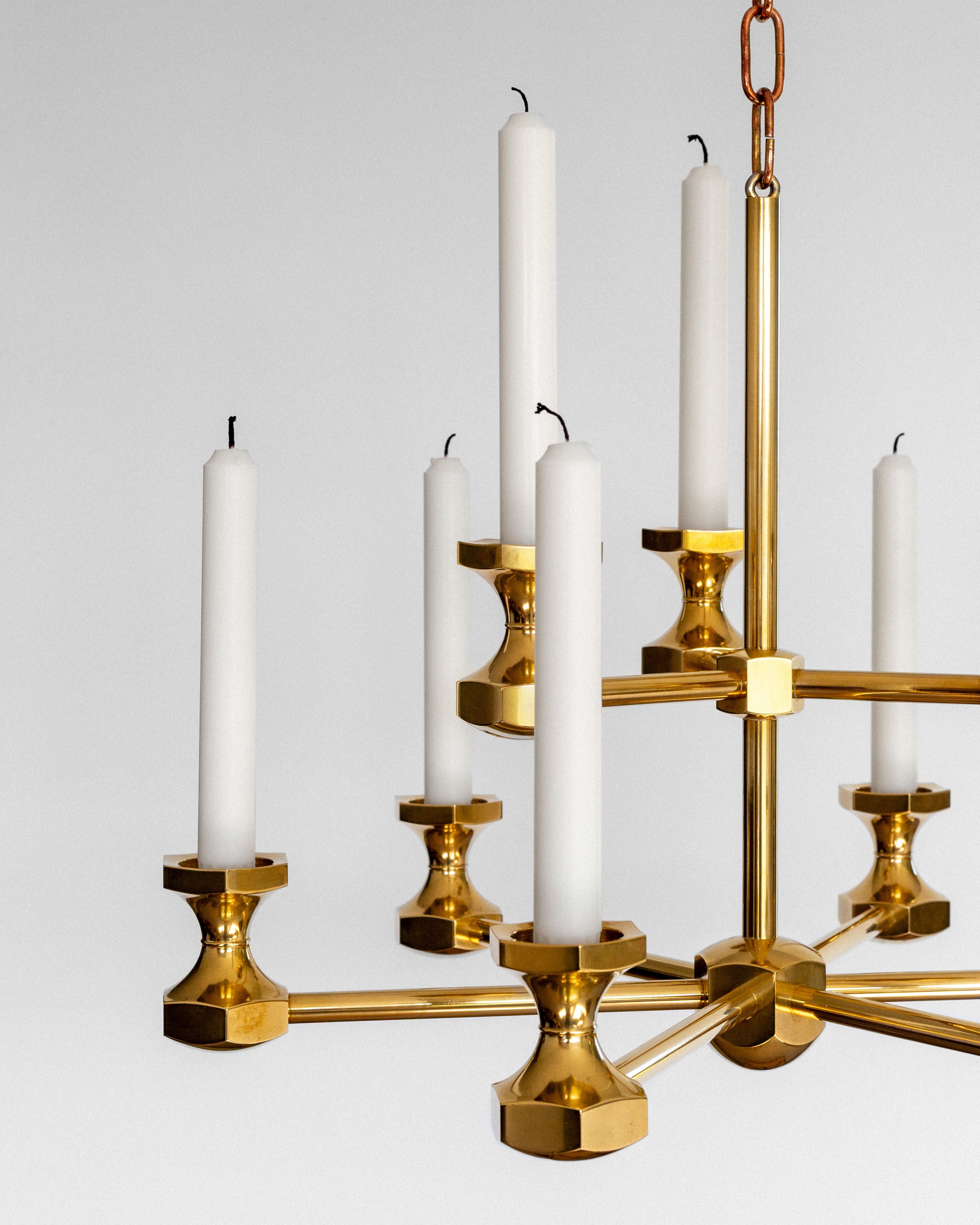 Monumental Brass Candle Chandelier, 1980s
