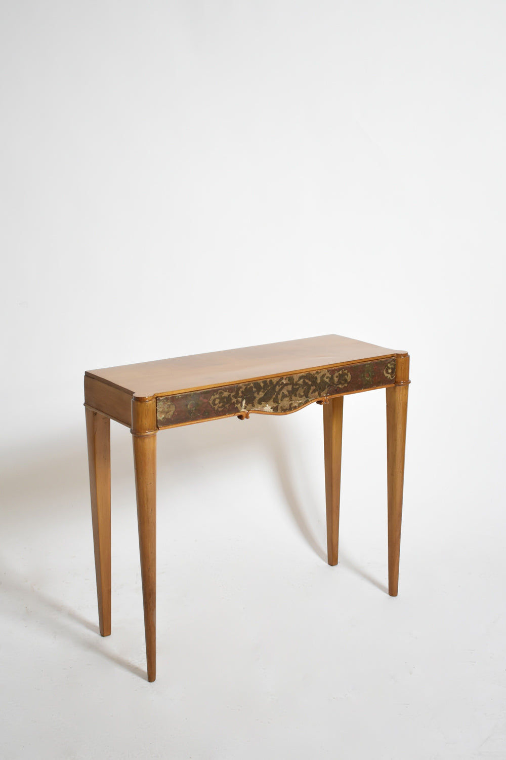 Console en bois naturel et laqué, années 1940