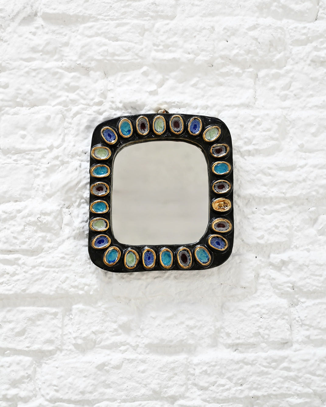 1950s Jewel-Toned Mirror Attributed to Mithé Espelt
