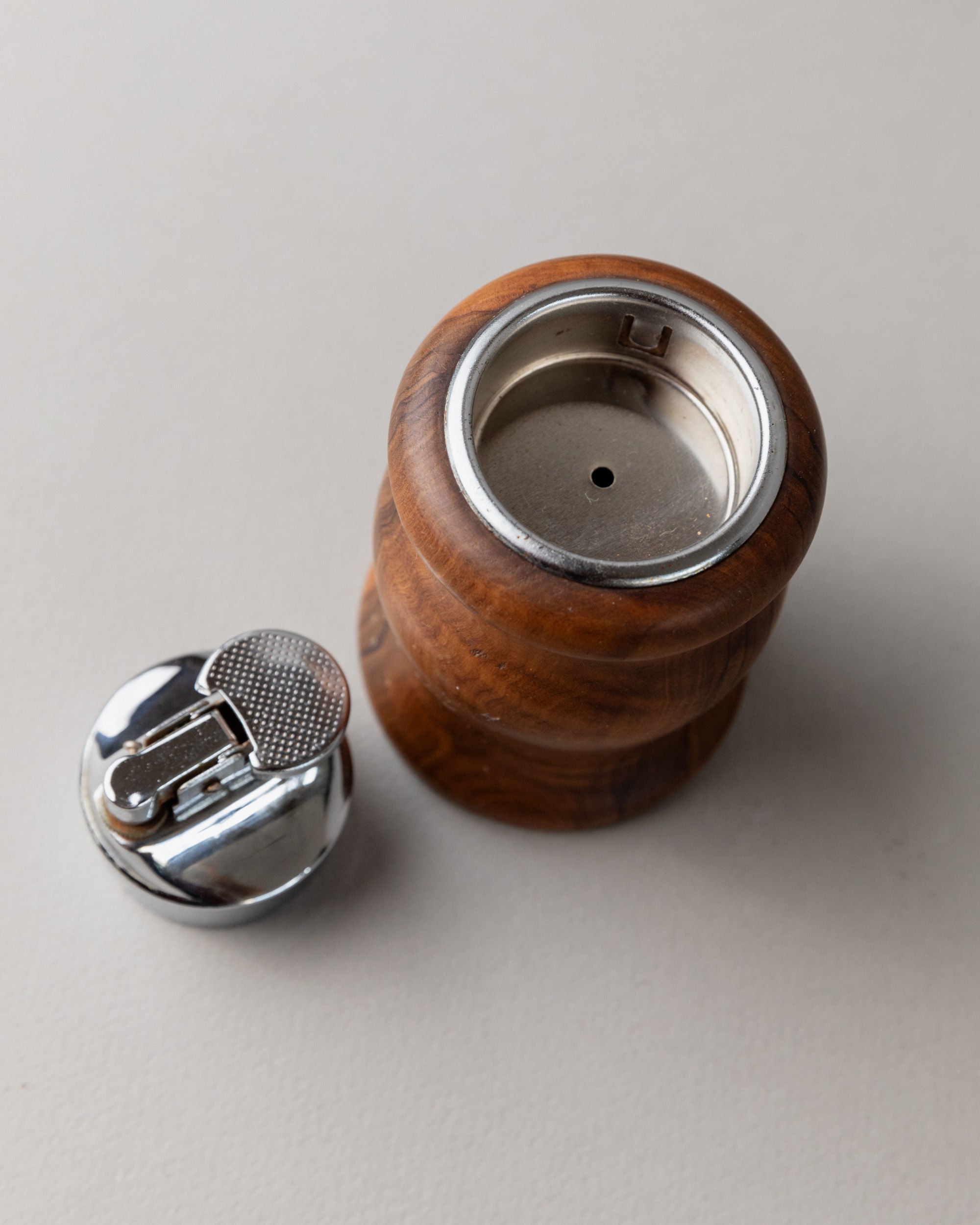 Curved Wooden Table Lighter, Italy 1960s