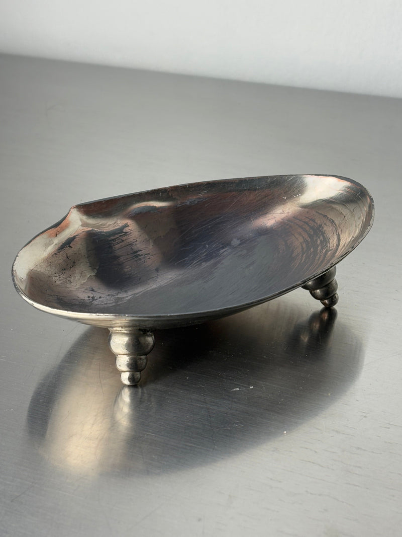 Vintage Italian shell-shaped silver vide-poche on pedestal base 1960s