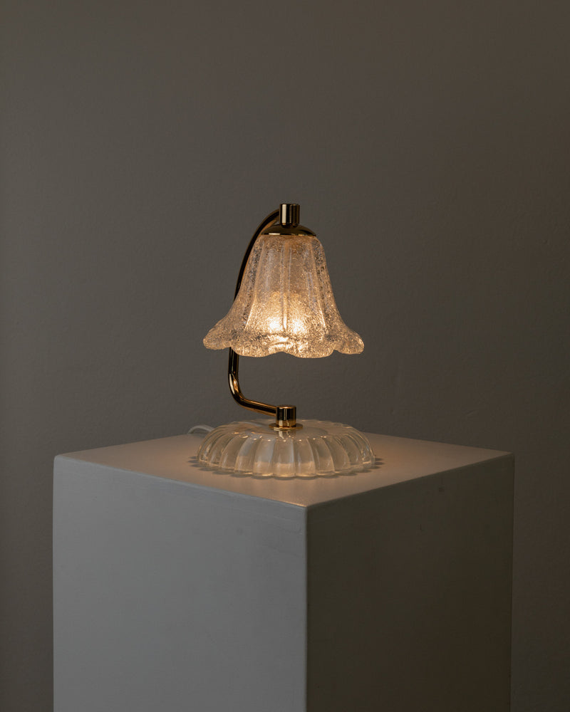 Vintage Murano glass table lamp with textured bell shade, 1970s Italy