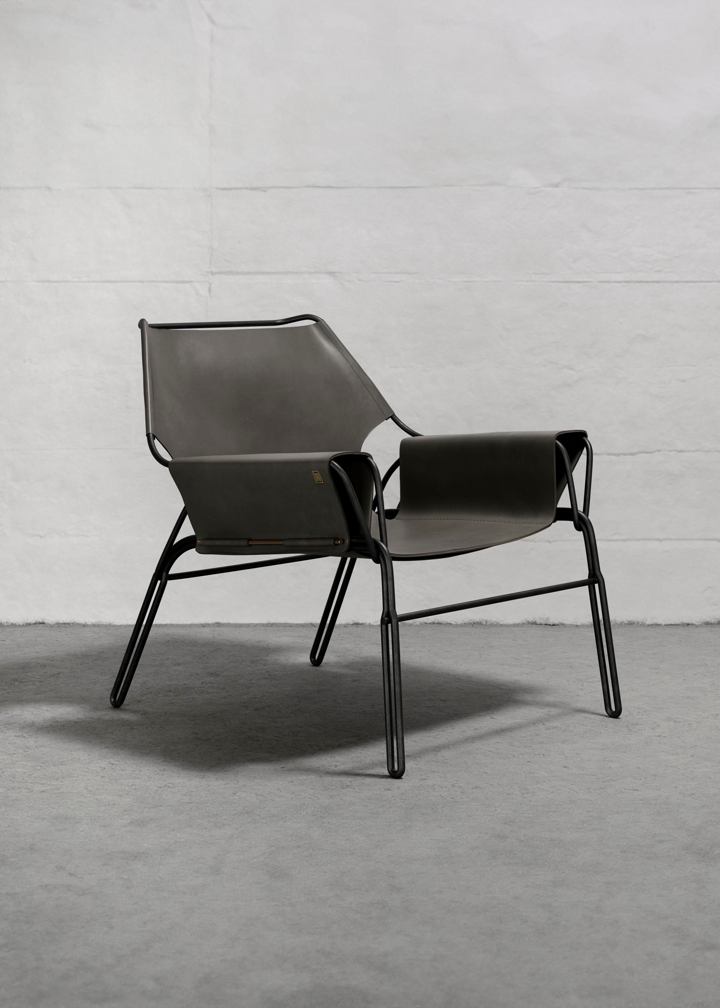 PERFIDIA_02 Olivo Thick Leather Sling Lounge Chair — view 11