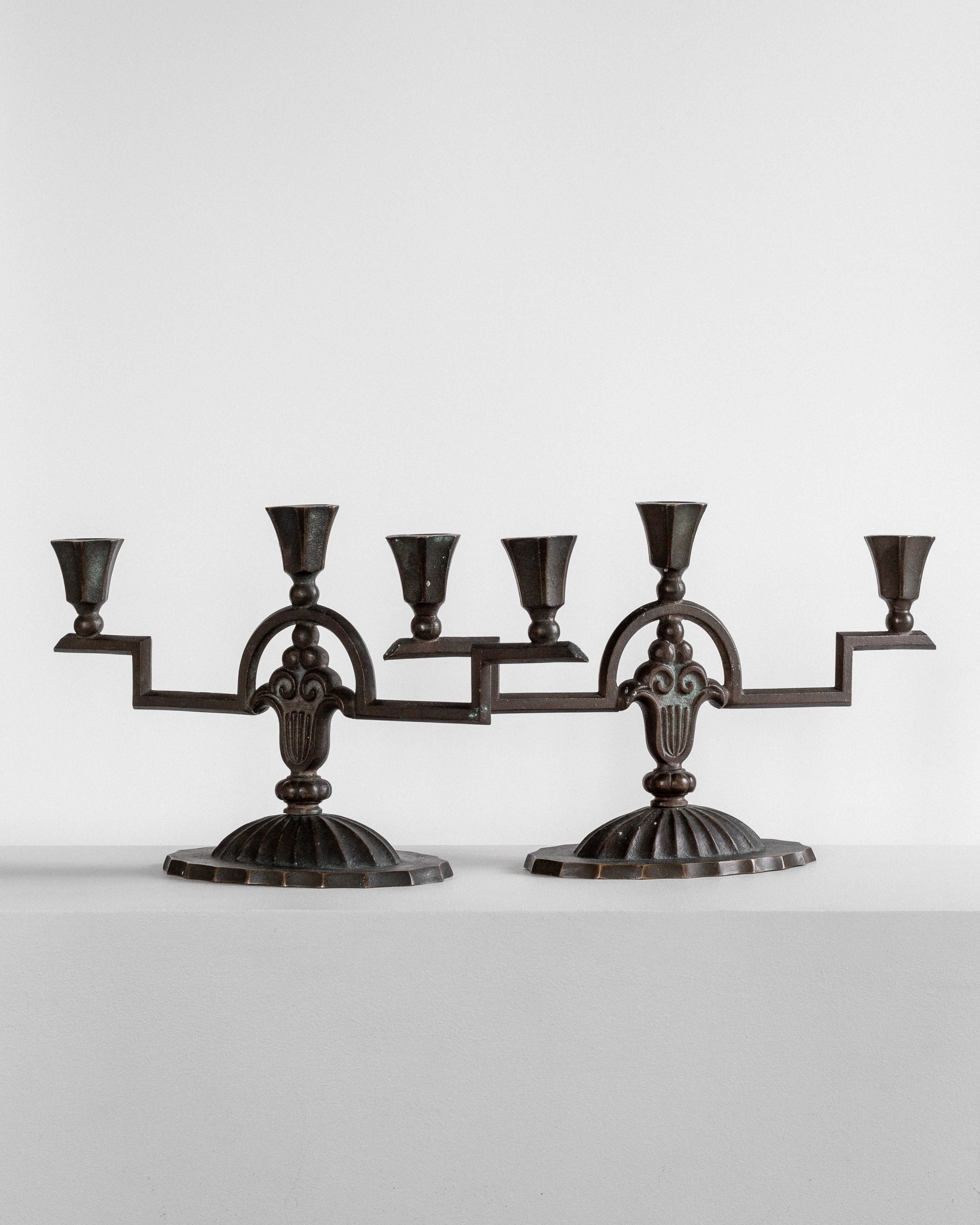 Art Deco Bronze Candelabras, 1930s by Spigel | The Oblist