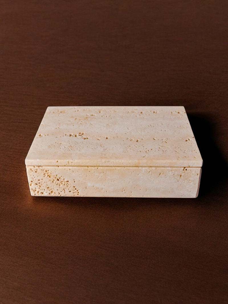 Brutalist travertine box by Fratelli Mannelli, 1970s Italian design