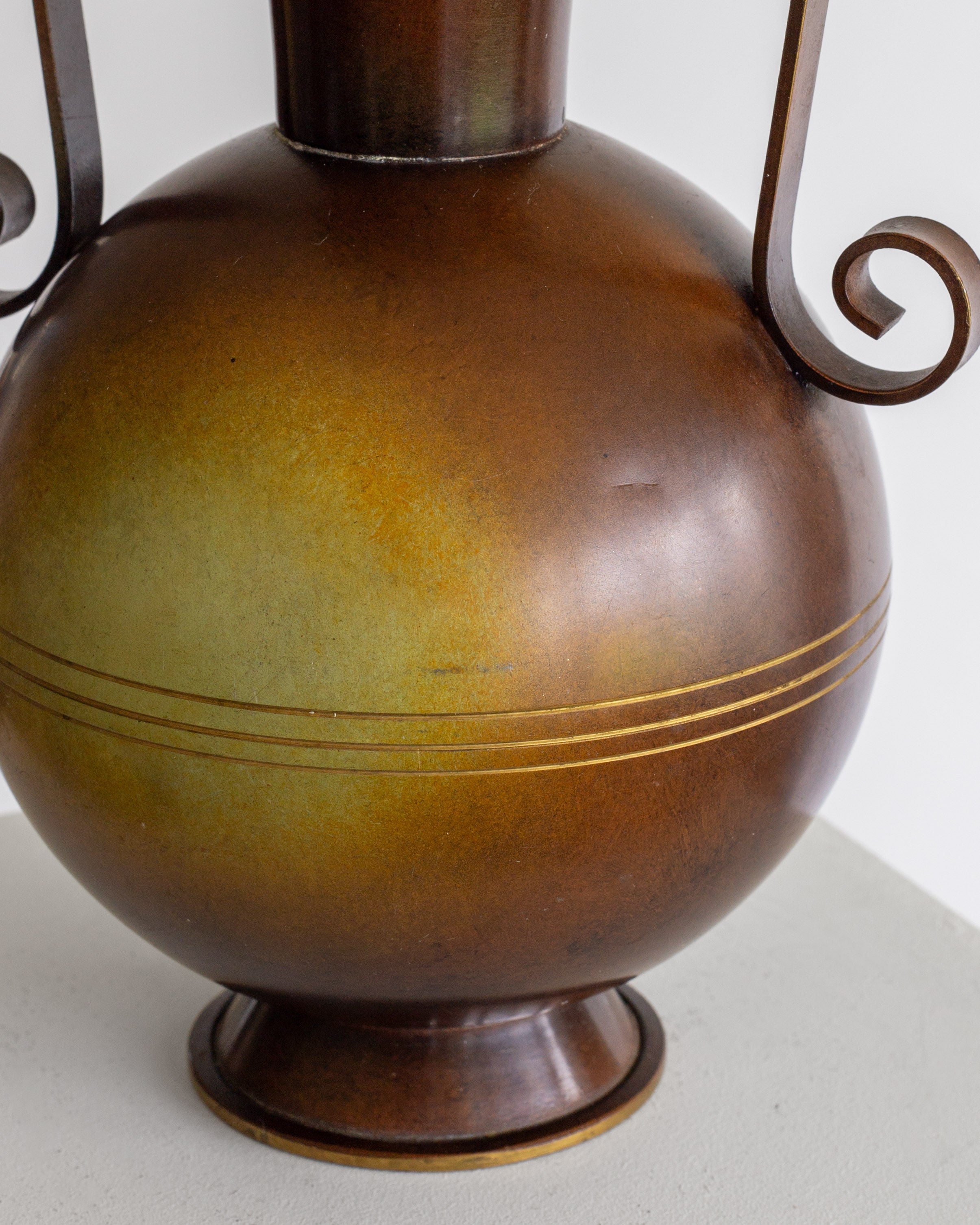 Art Deco Metal Vase with Bronze Finish, 1930s