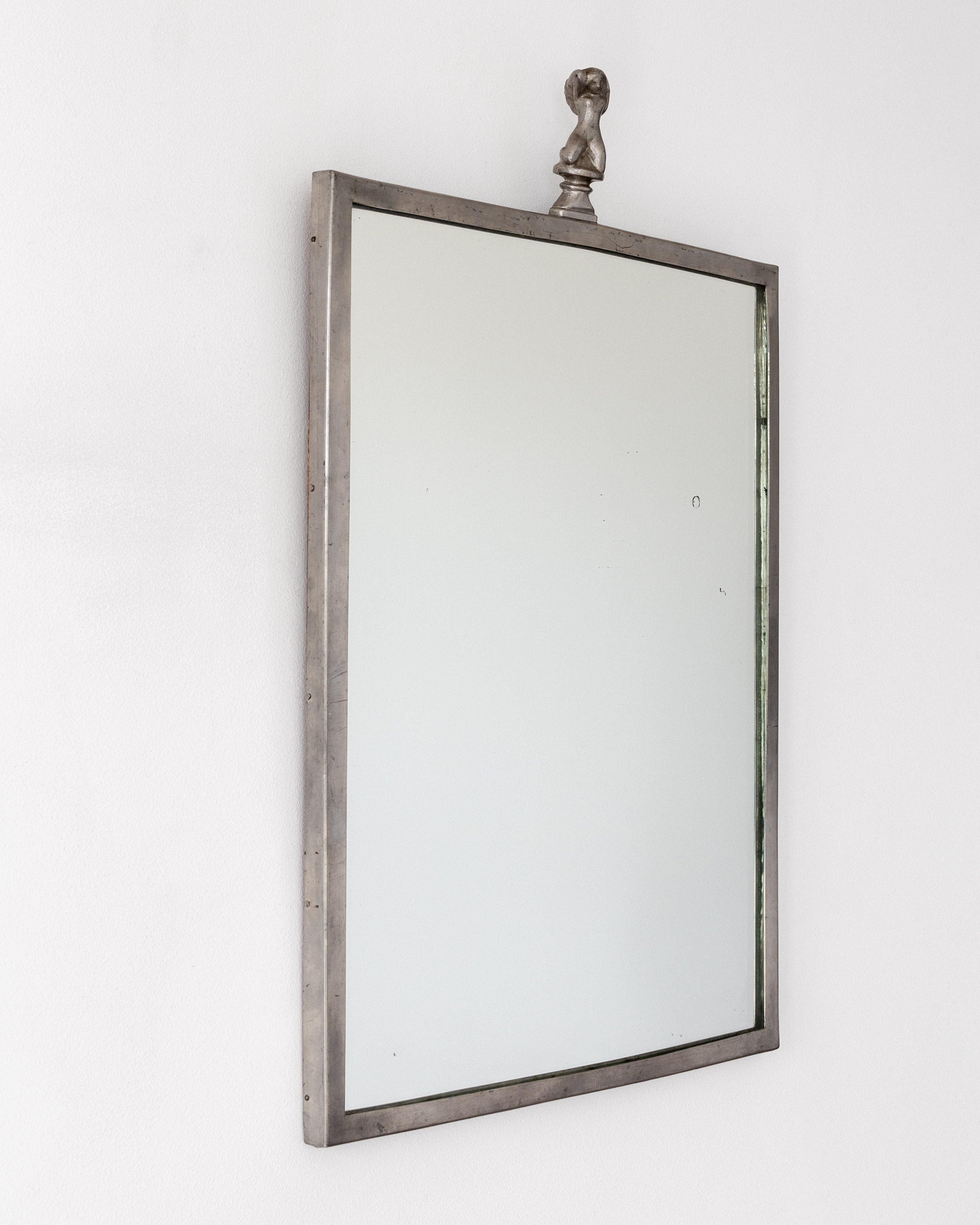 1930s Swedish Art Deco Pewter Mirror