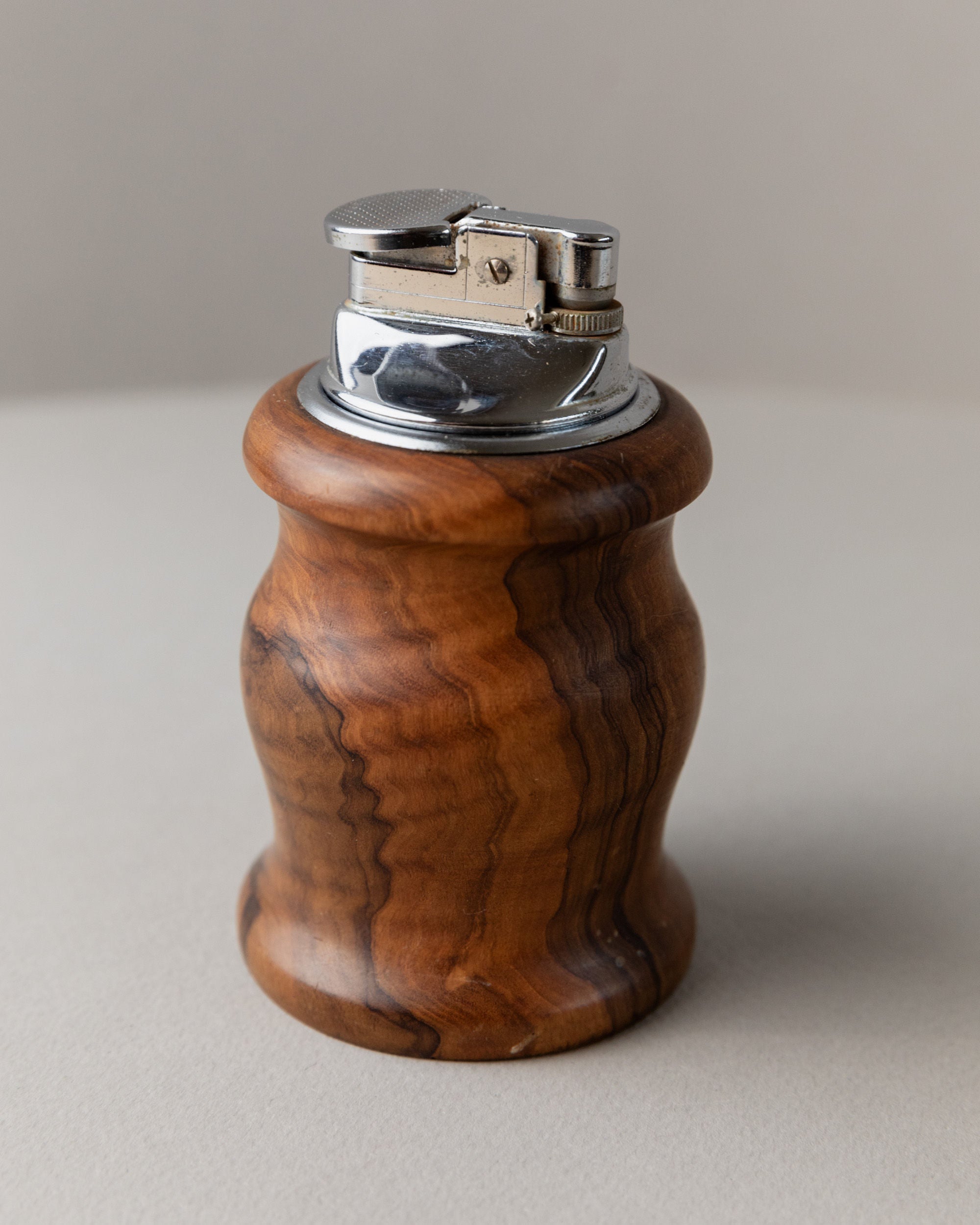 Curved Wooden Table Lighter, Italy 1960s