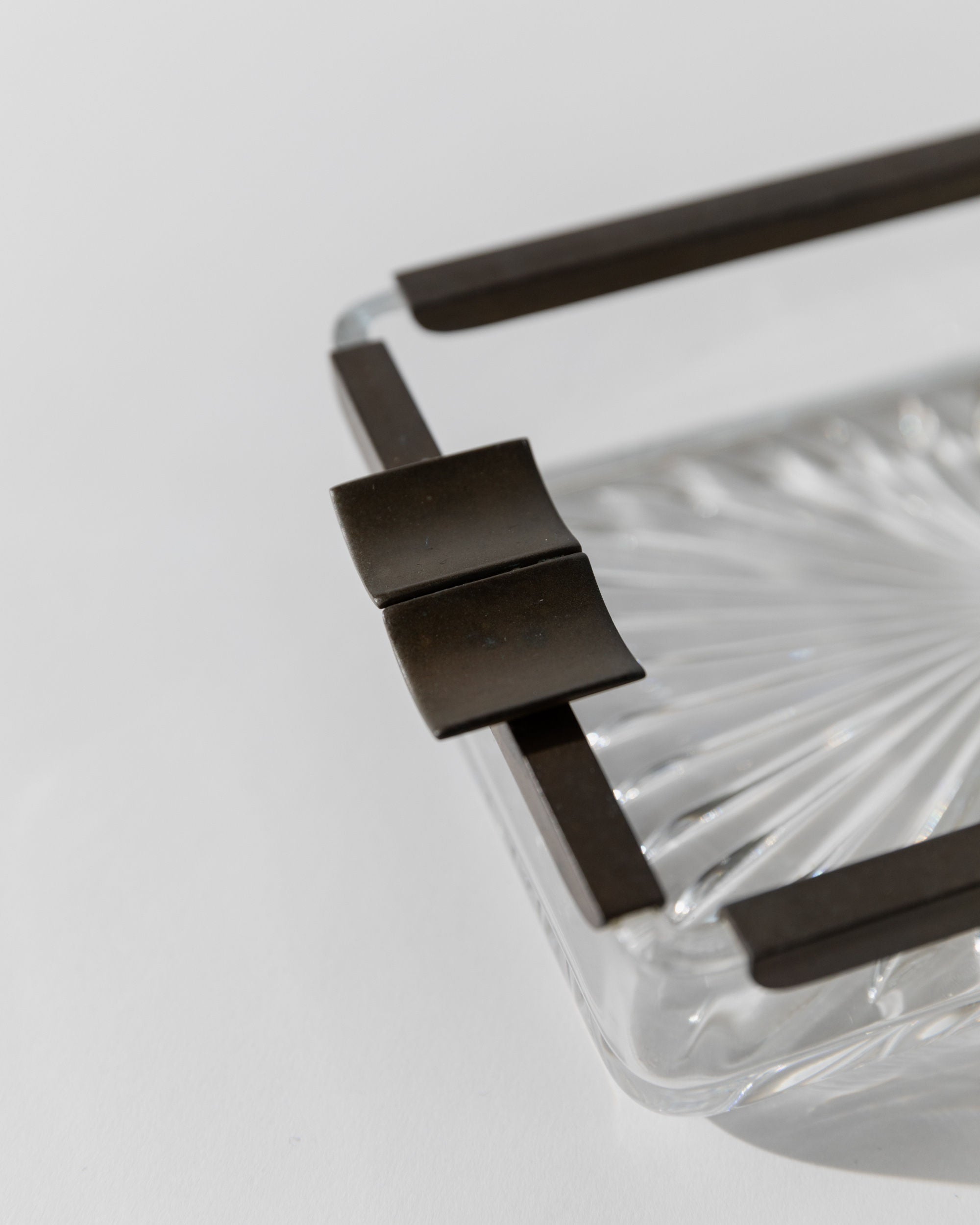 Art Deco Crystal Glass Ashtray, Italy 1930s