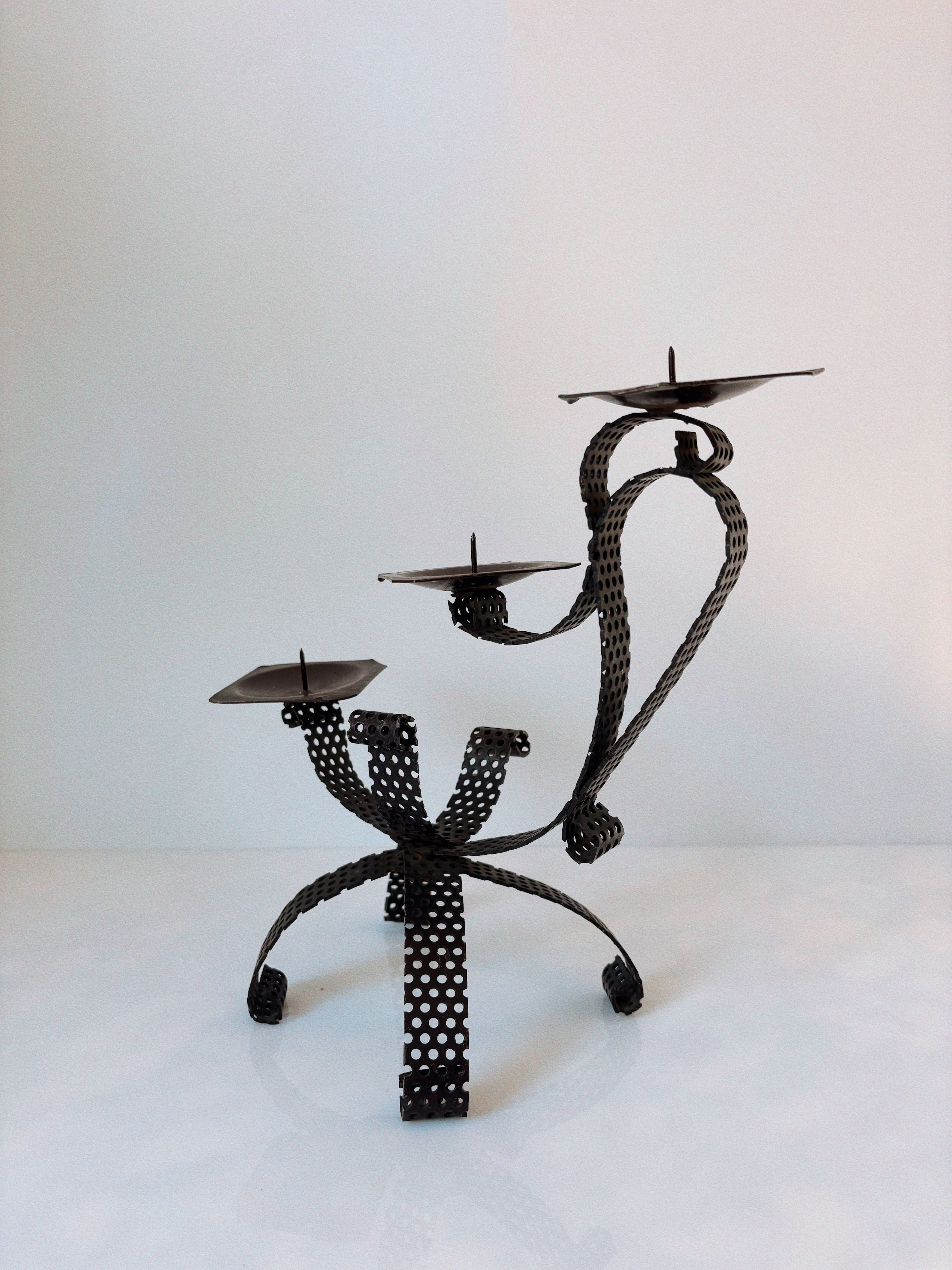 Handmade Metal 3 Arm Candleholder