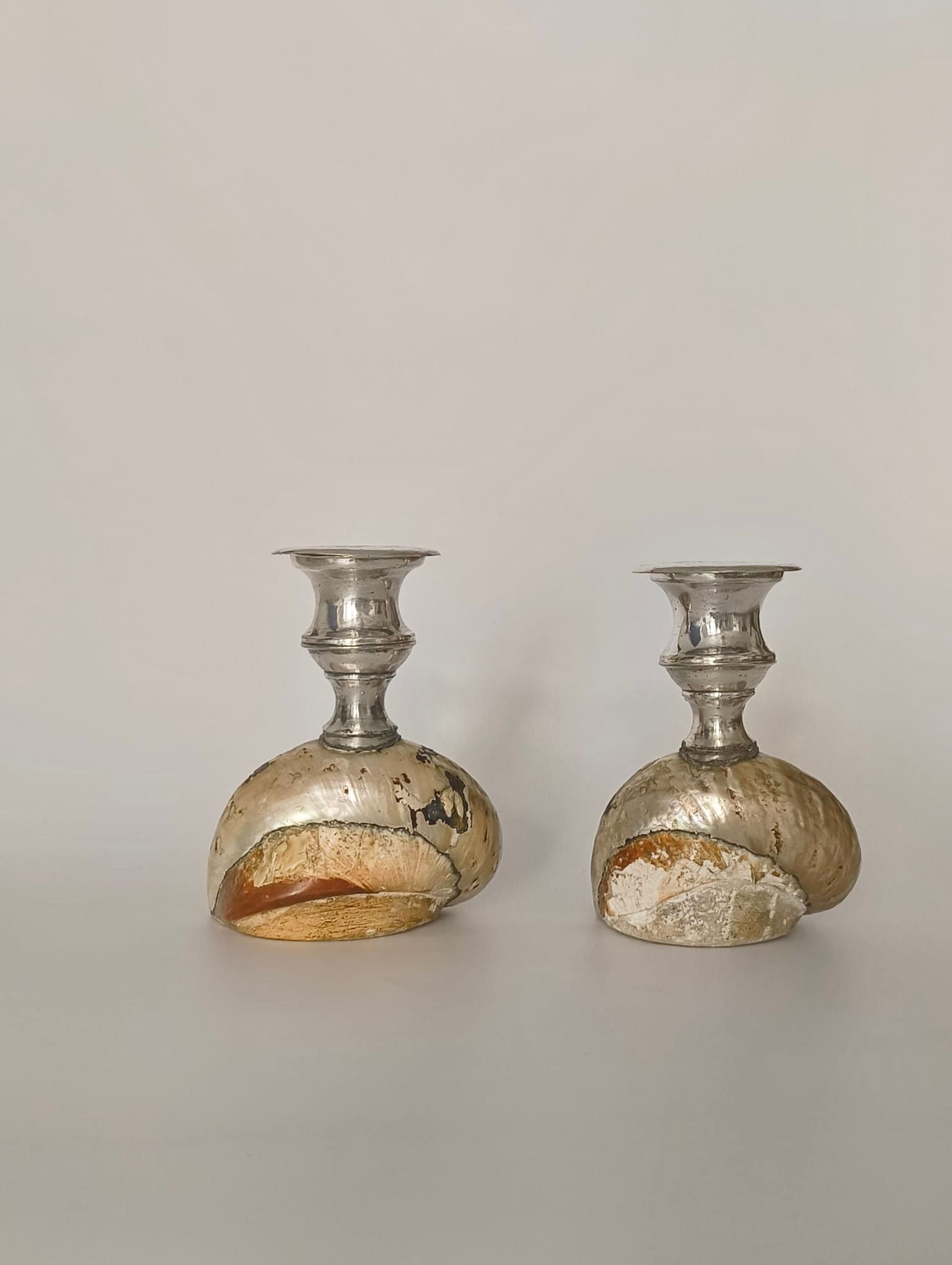 Antique Shell Candle Holders