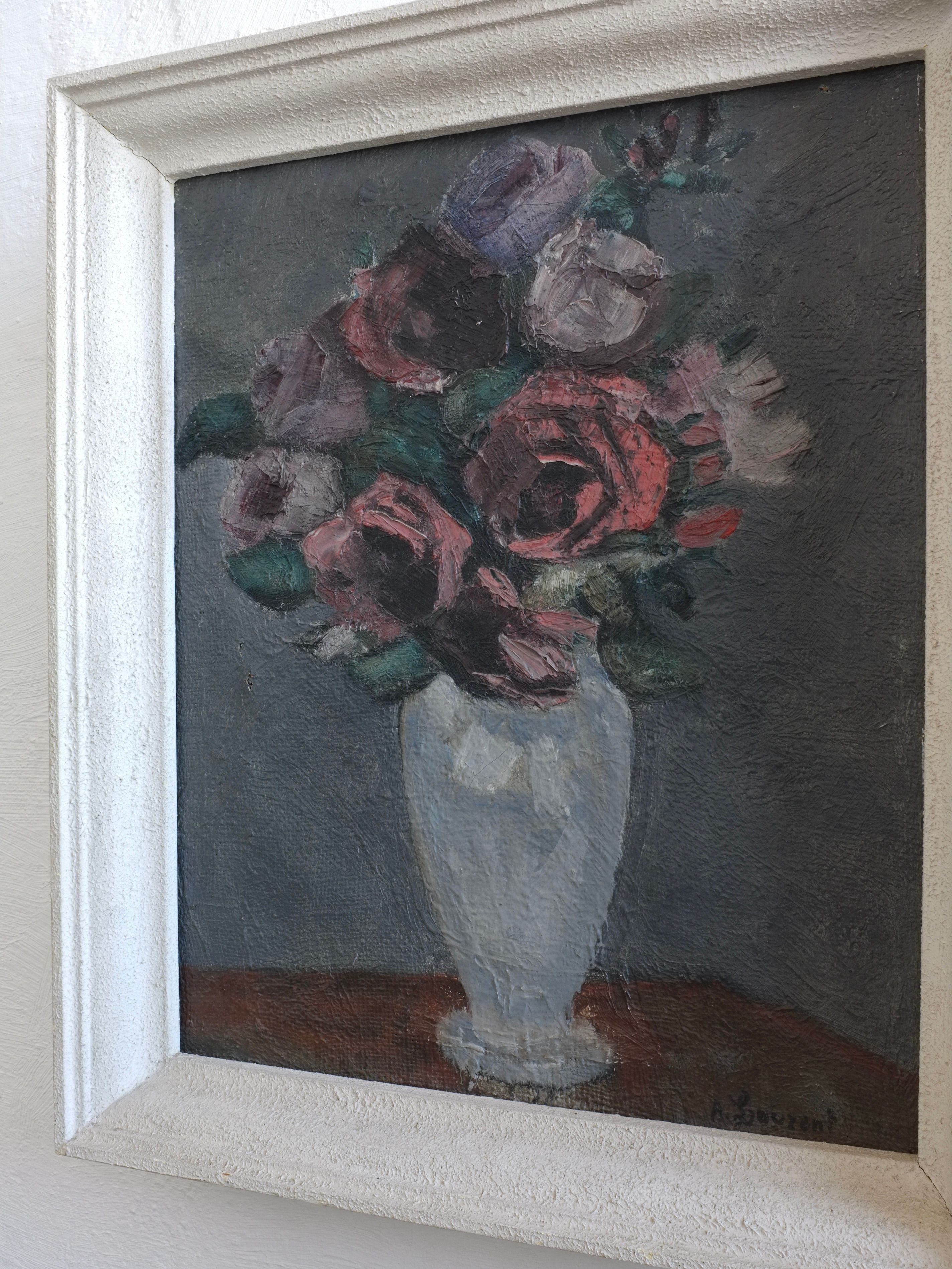 Still Life Oil Painting, Roses in Vase, 1910s
