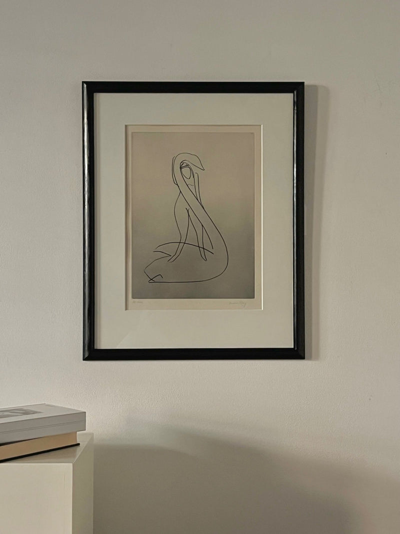 Man Ray original etching minimalist line drawing framed artwork