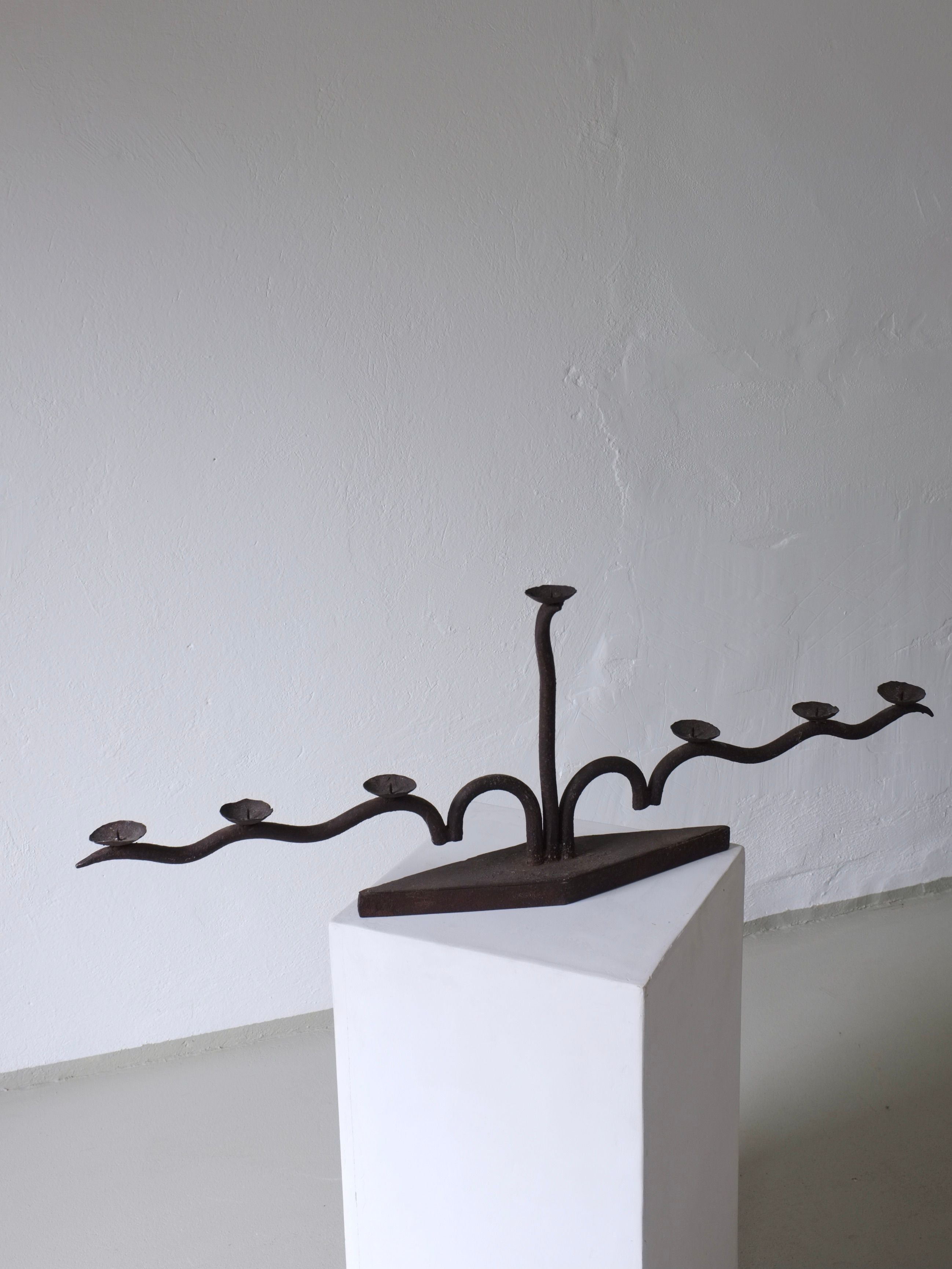 Large Brutalist Wrought Iron Candelabra, 1960s