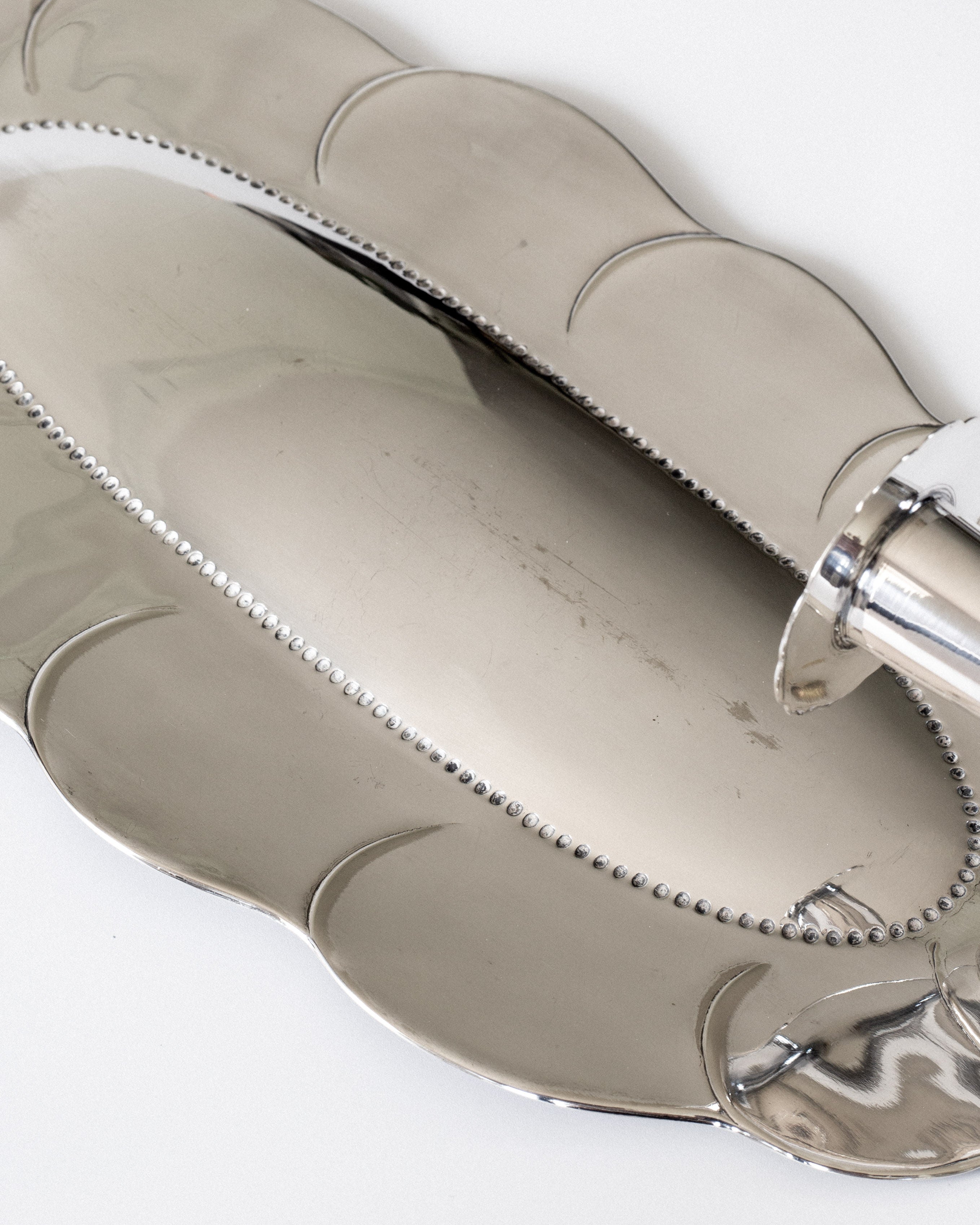 Scalloped Shell Silver Wall Candle Sconces, 1930s