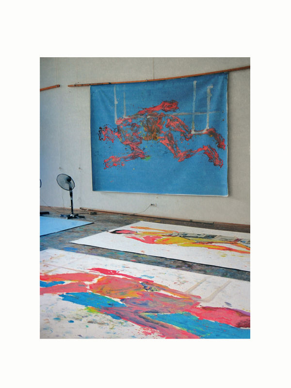 Close-up of La Boussole Indique Le Nord artwork by Georg Baselitz, showing intricate details and texture of the paint