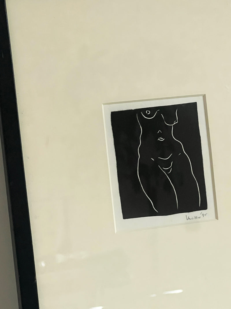 Minimalist line drawing print of nude figure by Matteo Adinolfi