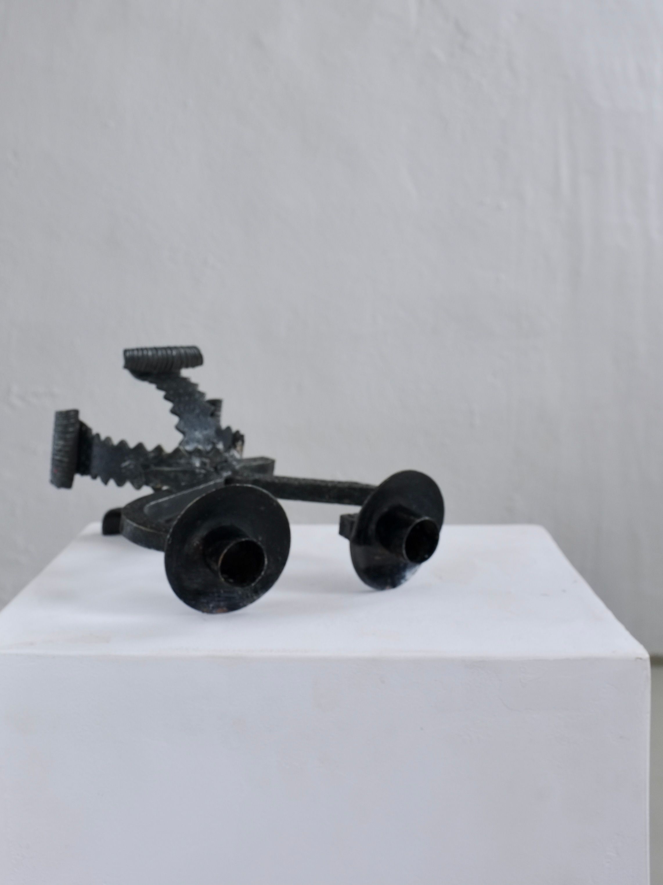Brutalist Sculptural Iron Candle Holder, Netherlands, 1970s