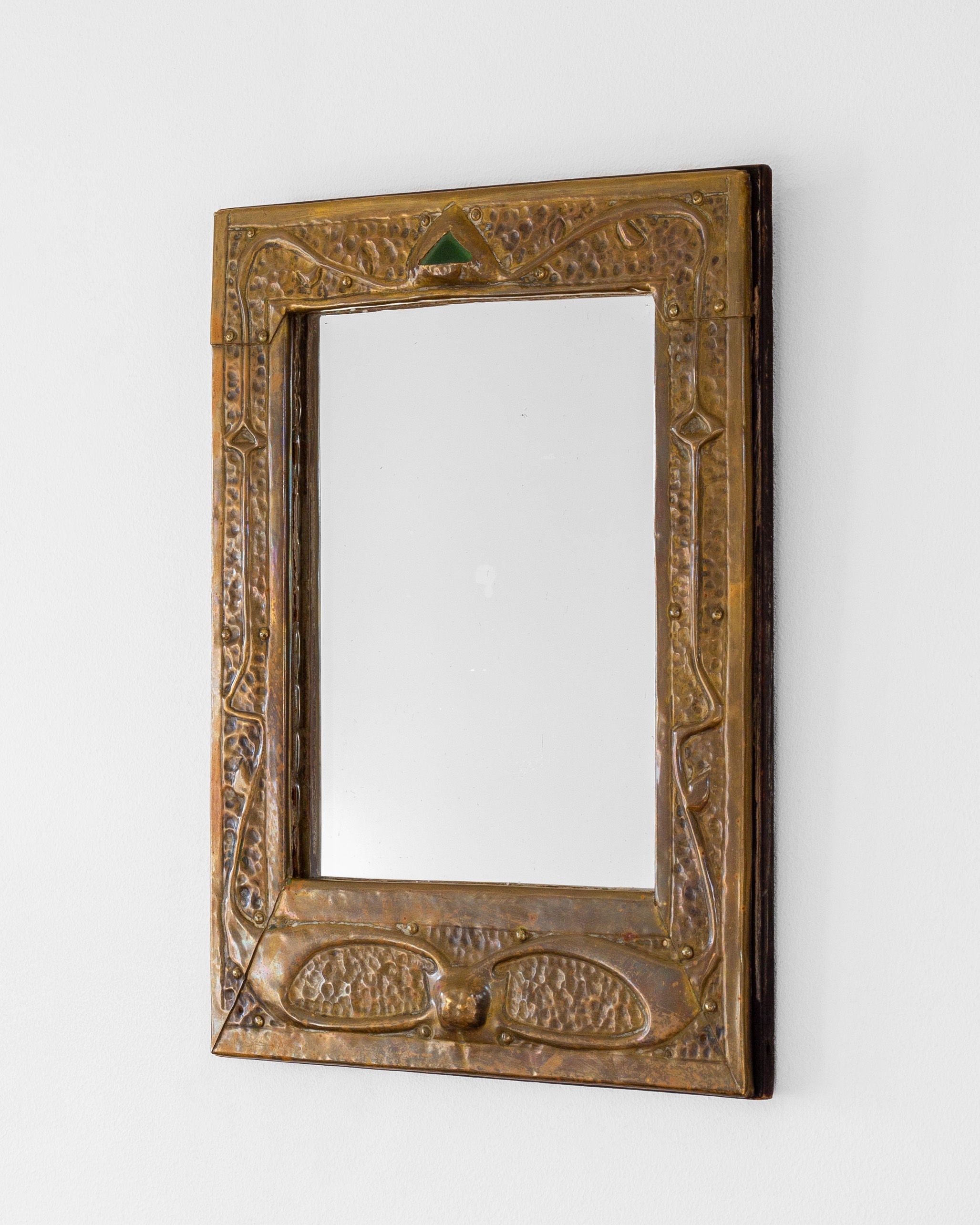 Art Nouveau Brass Wall Mirror