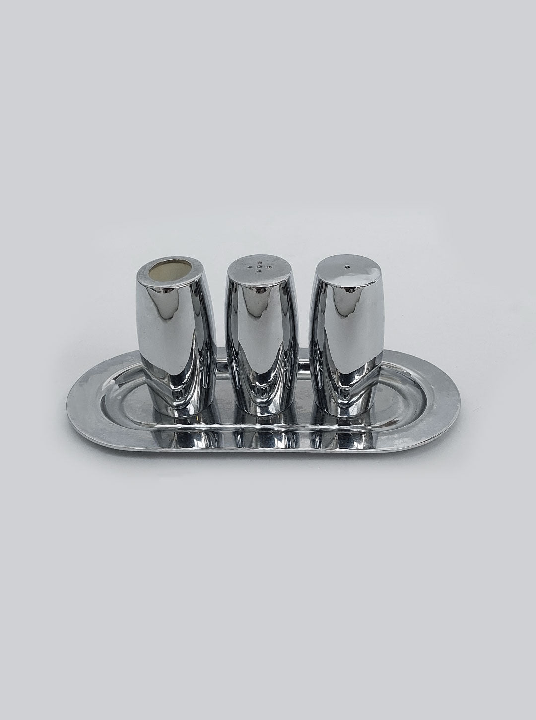 Vintage-style Salt & Pepper Set with elegant silver chrome finish