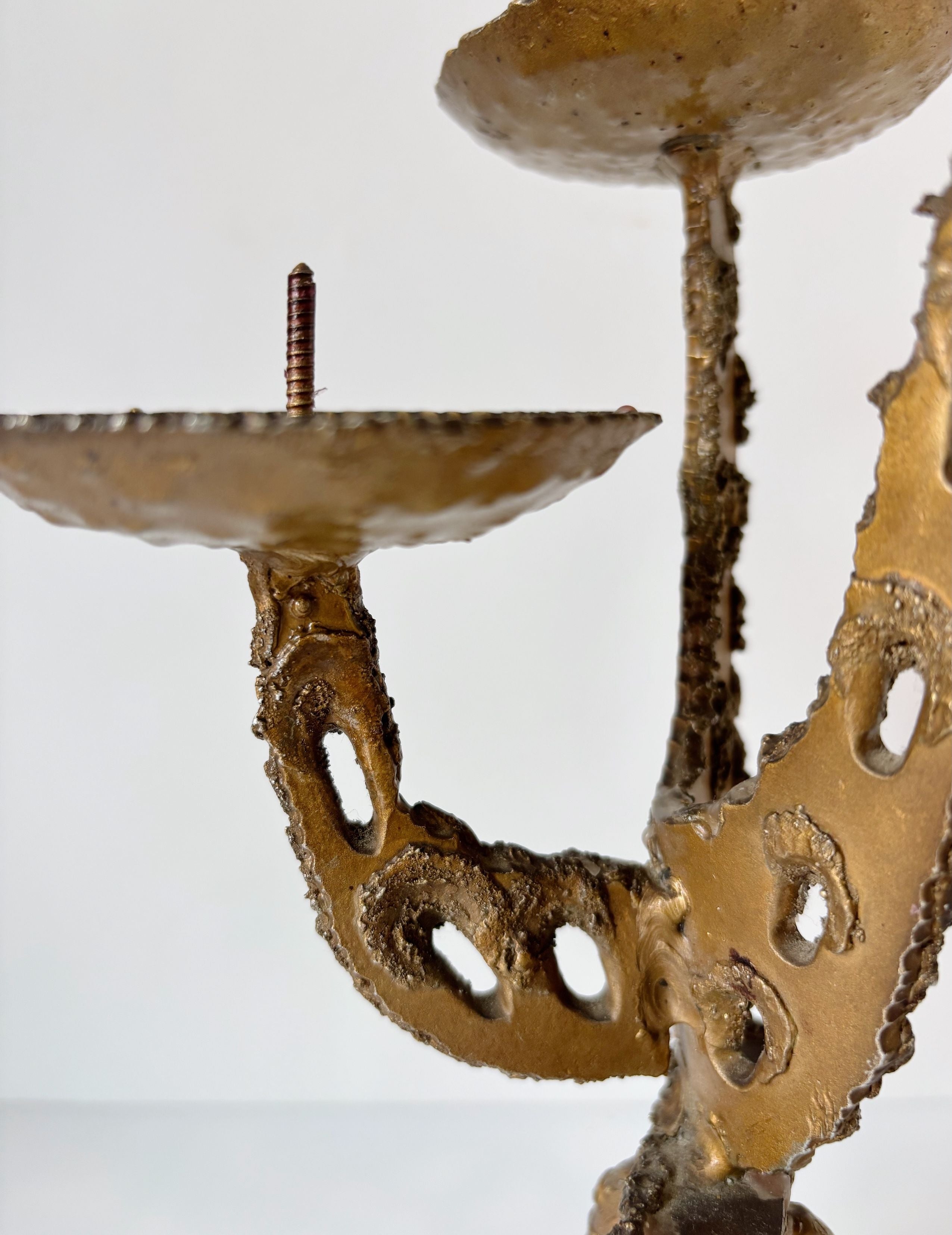 Torched Metal 3 arm Artisan Candleholder