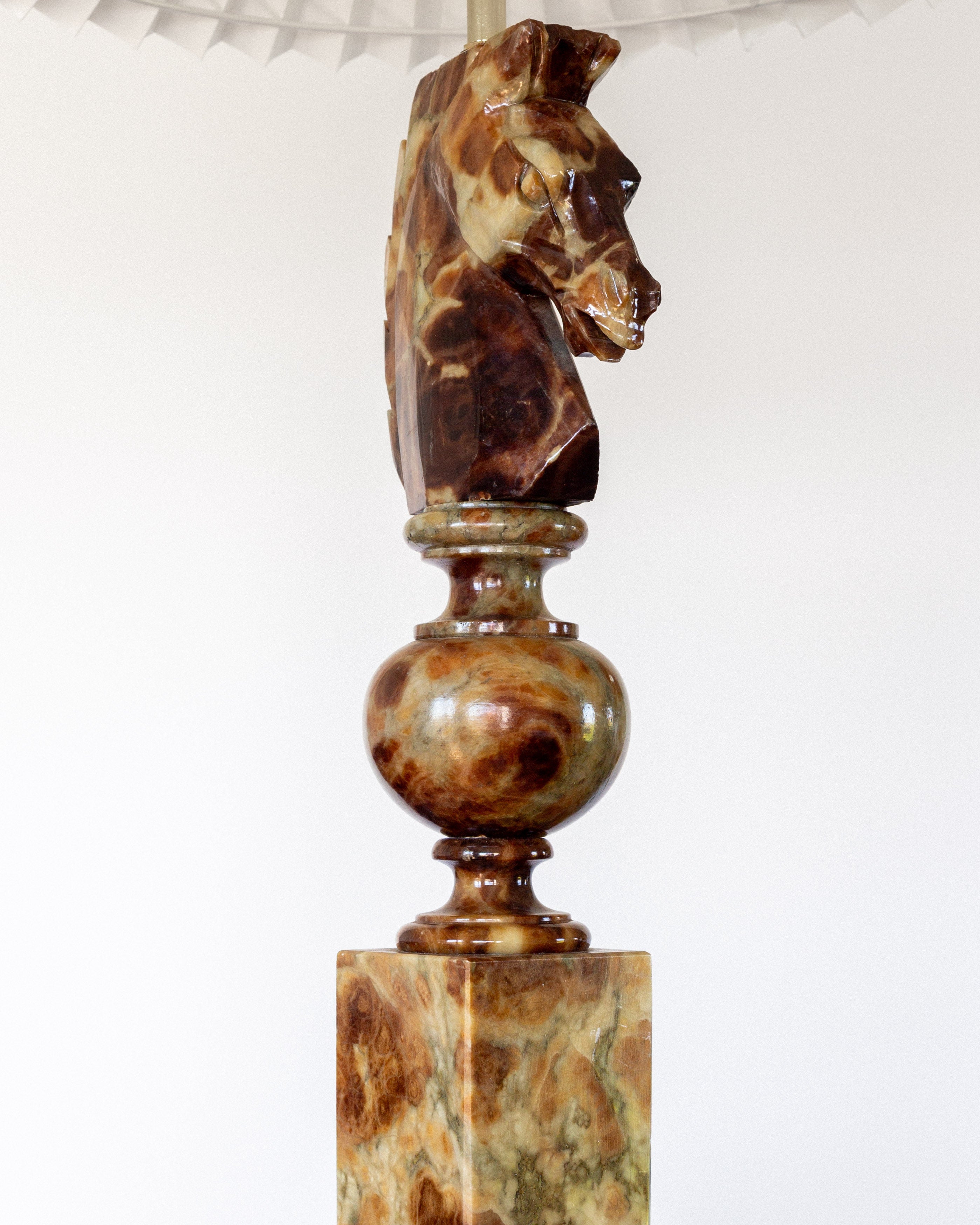 Italian Alabaster Chess Piece Table Lamp, 1970s
