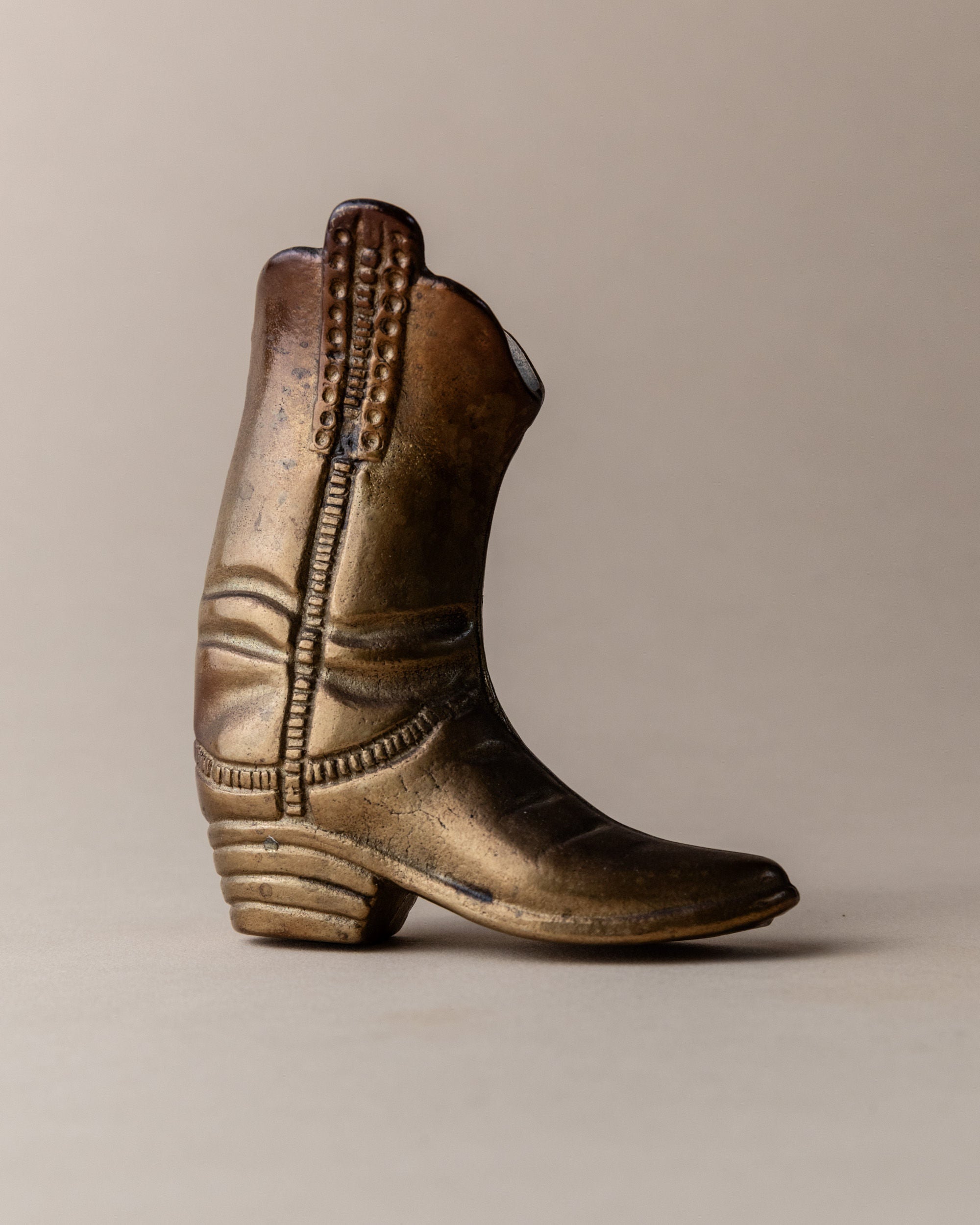 Brass Cowboy Boot Candle Holder, Italy 1980s