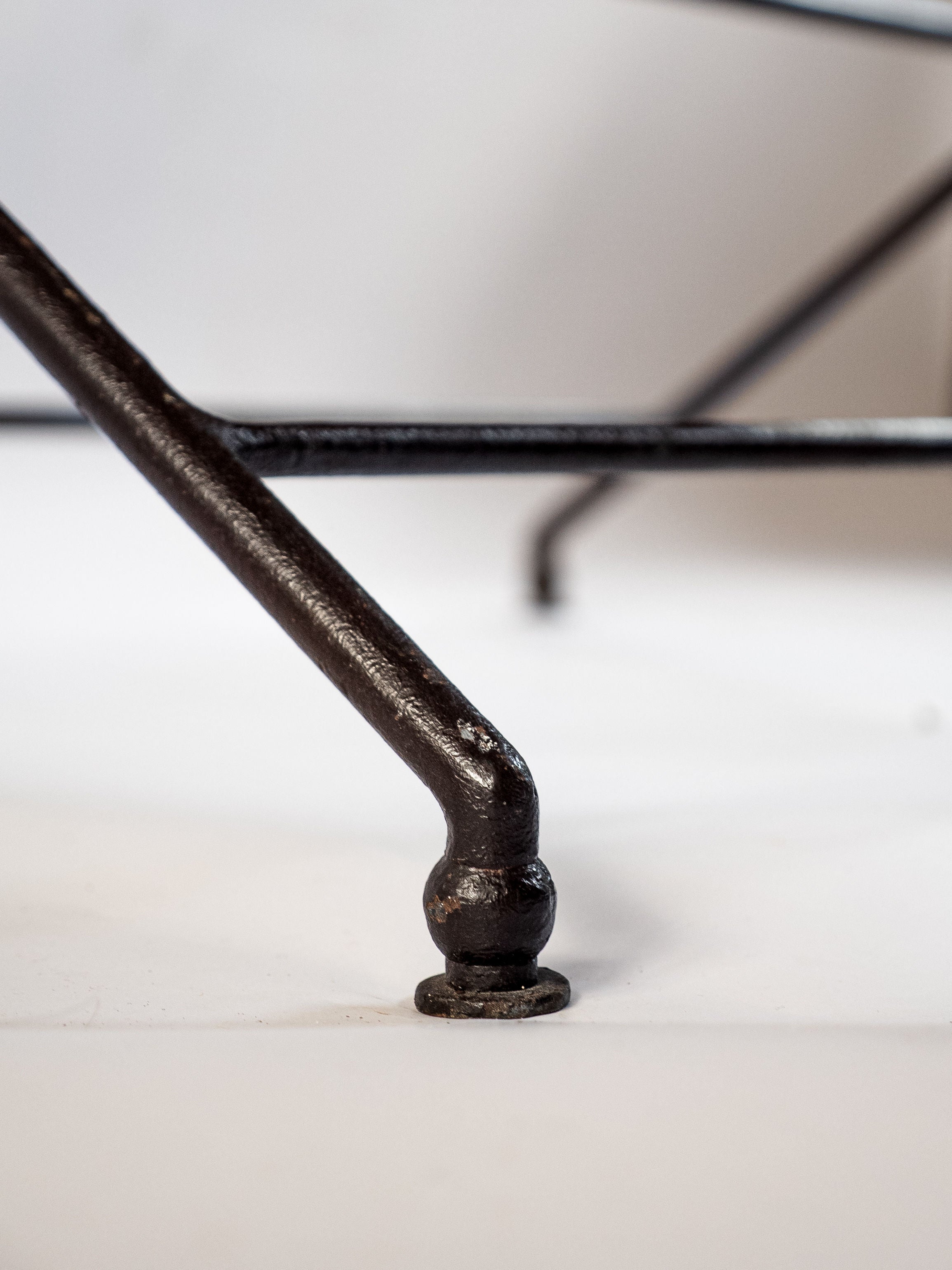 Iron and Rattan Folding Table