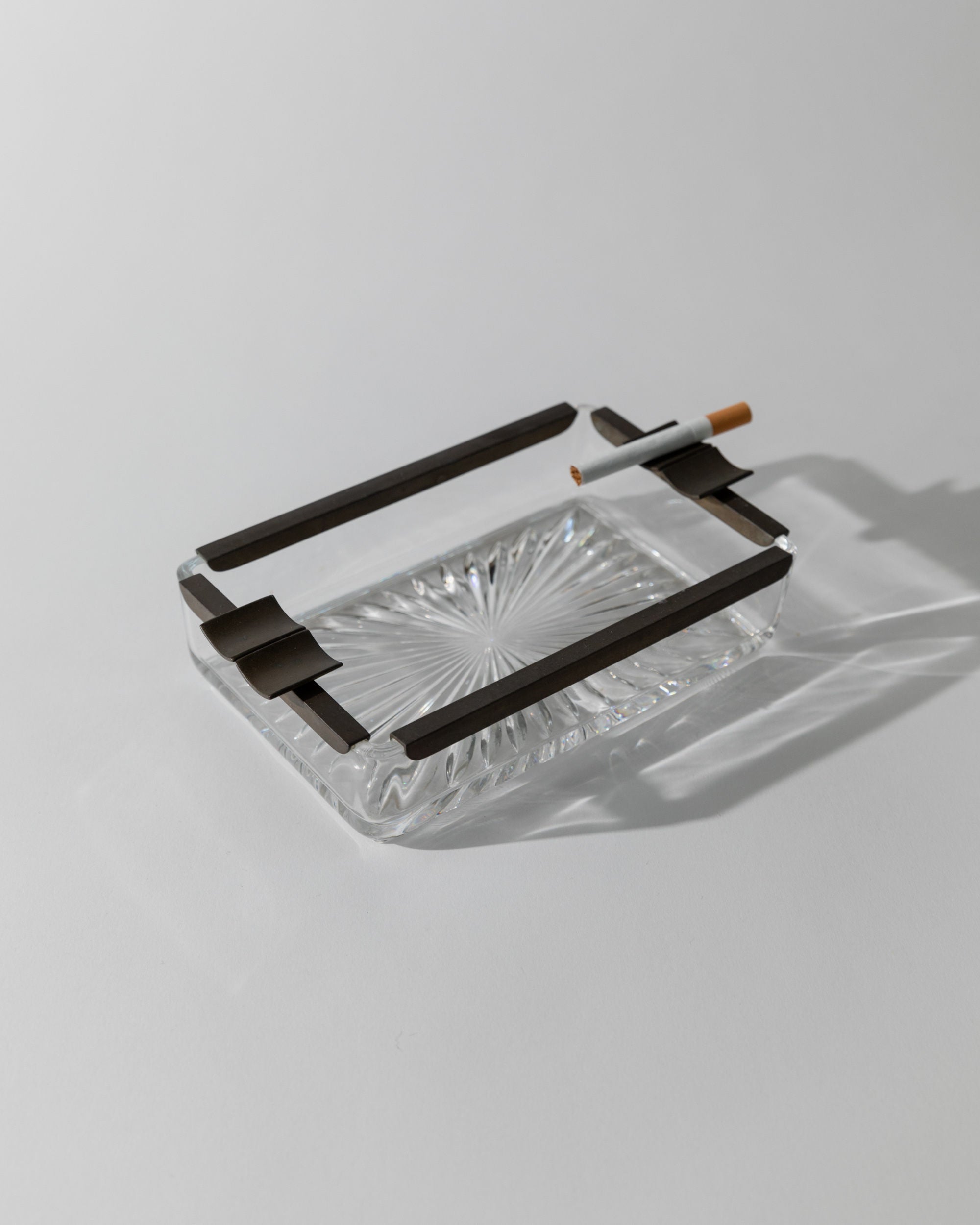 Art Deco Crystal Glass Ashtray, Italy 1930s